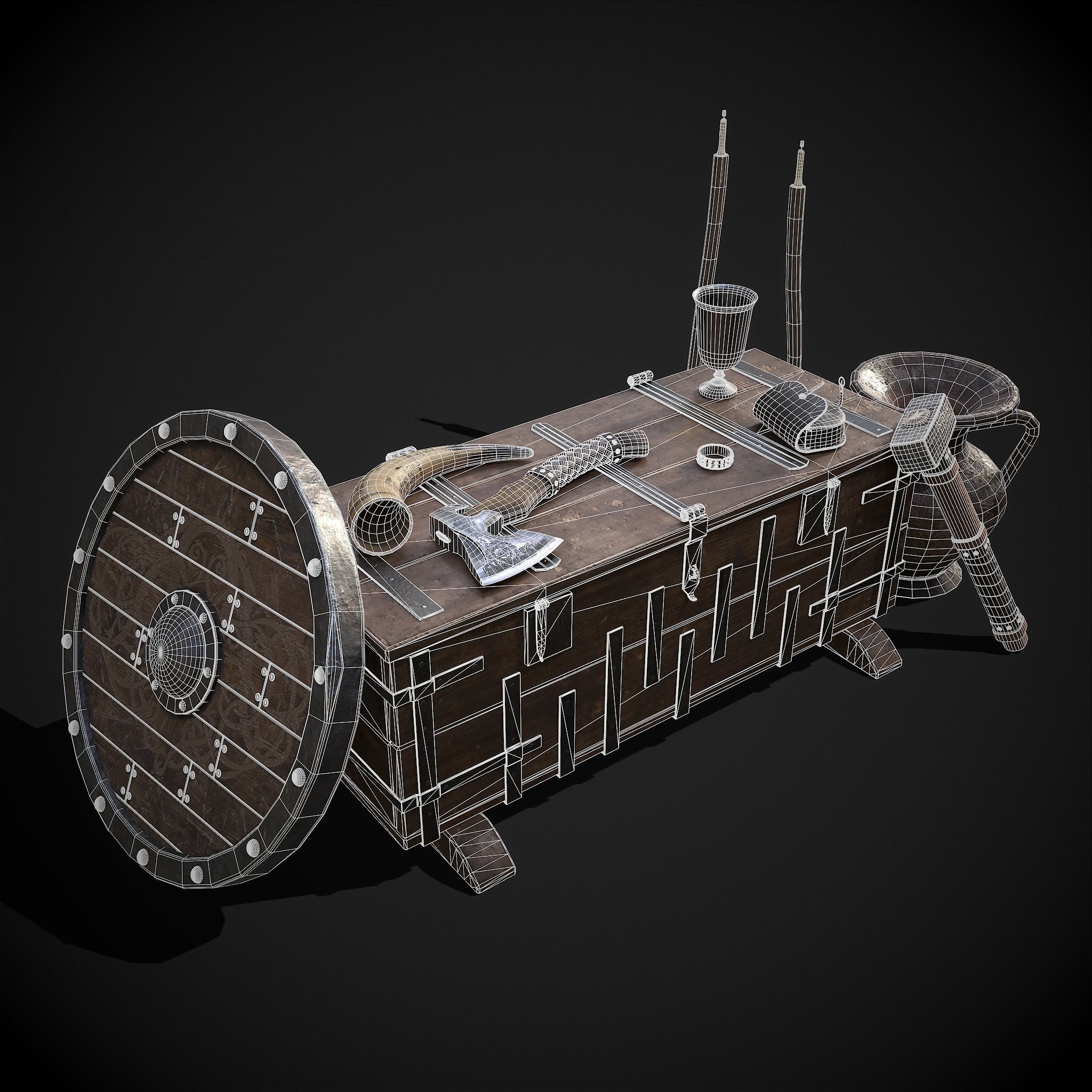 Medieval Props Chest Display 3D Model Collection_12