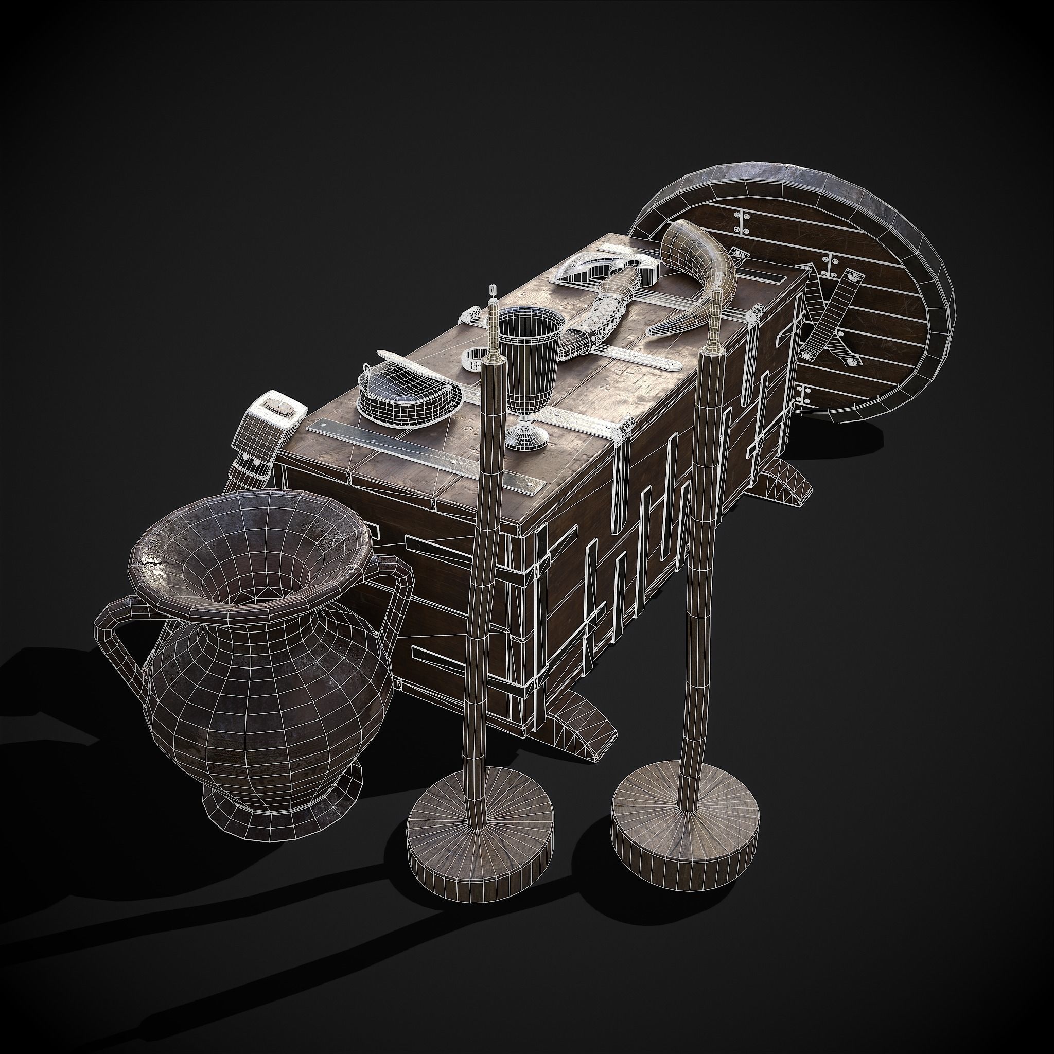 Medieval Props Chest Display 3D Model Collection_18