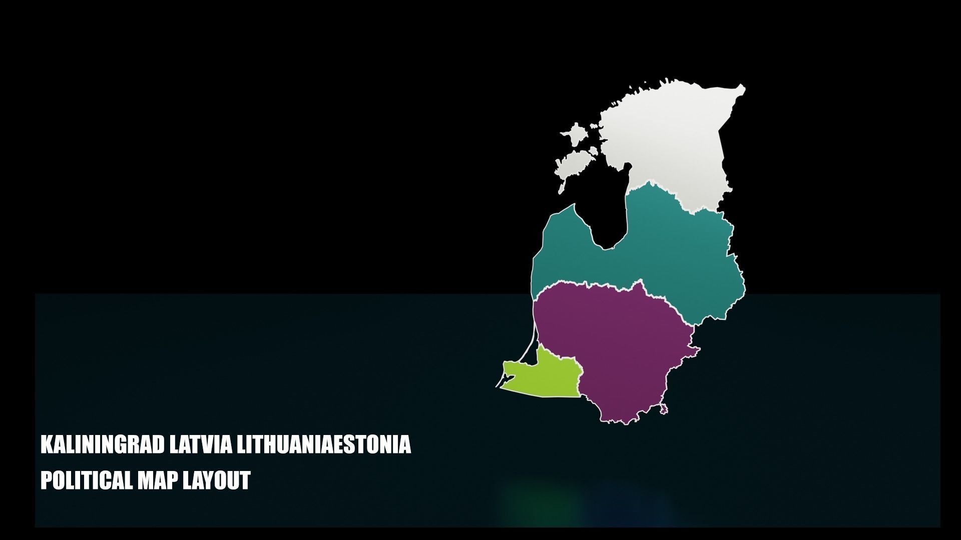 KALININGRAD LATVIA LITHUANIA ESTONIA POLITICAL MAP LAYOUT Low-poly 3D model_1