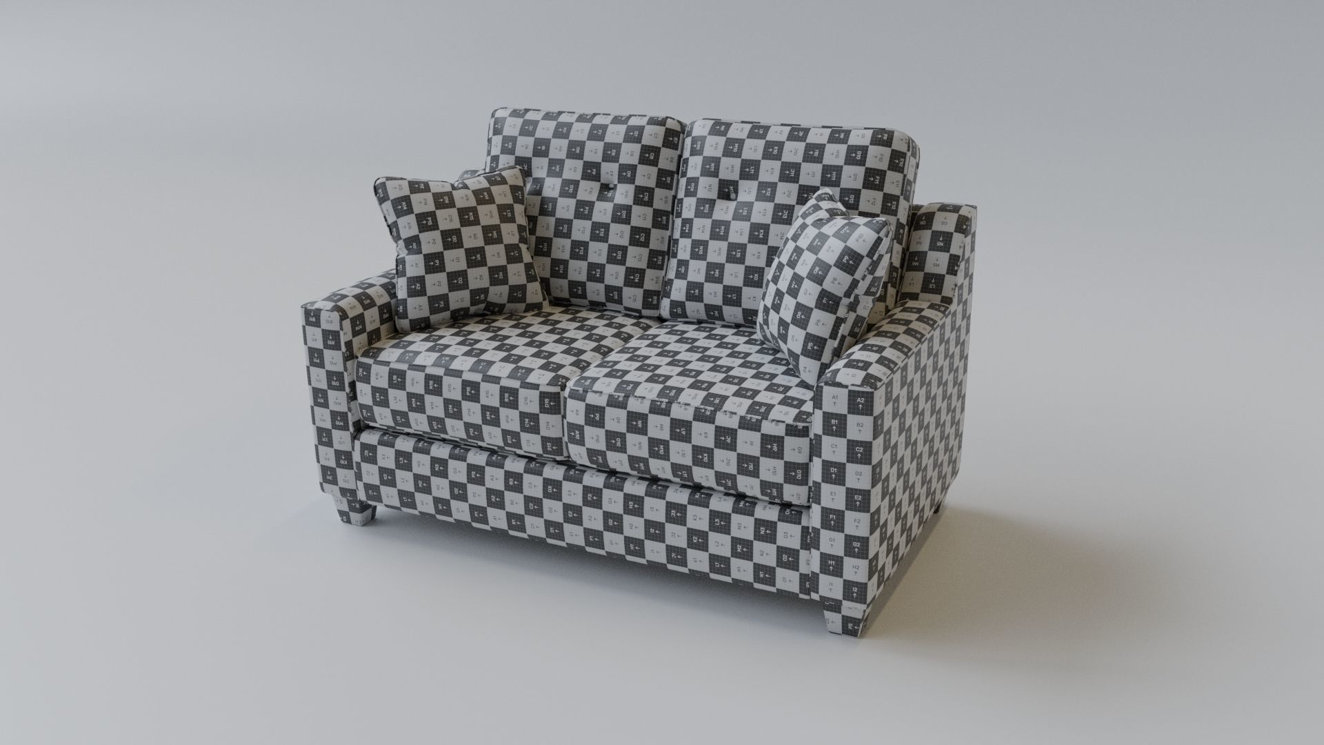Sofa 2 Seater - v4 Low-poly 3D model_3