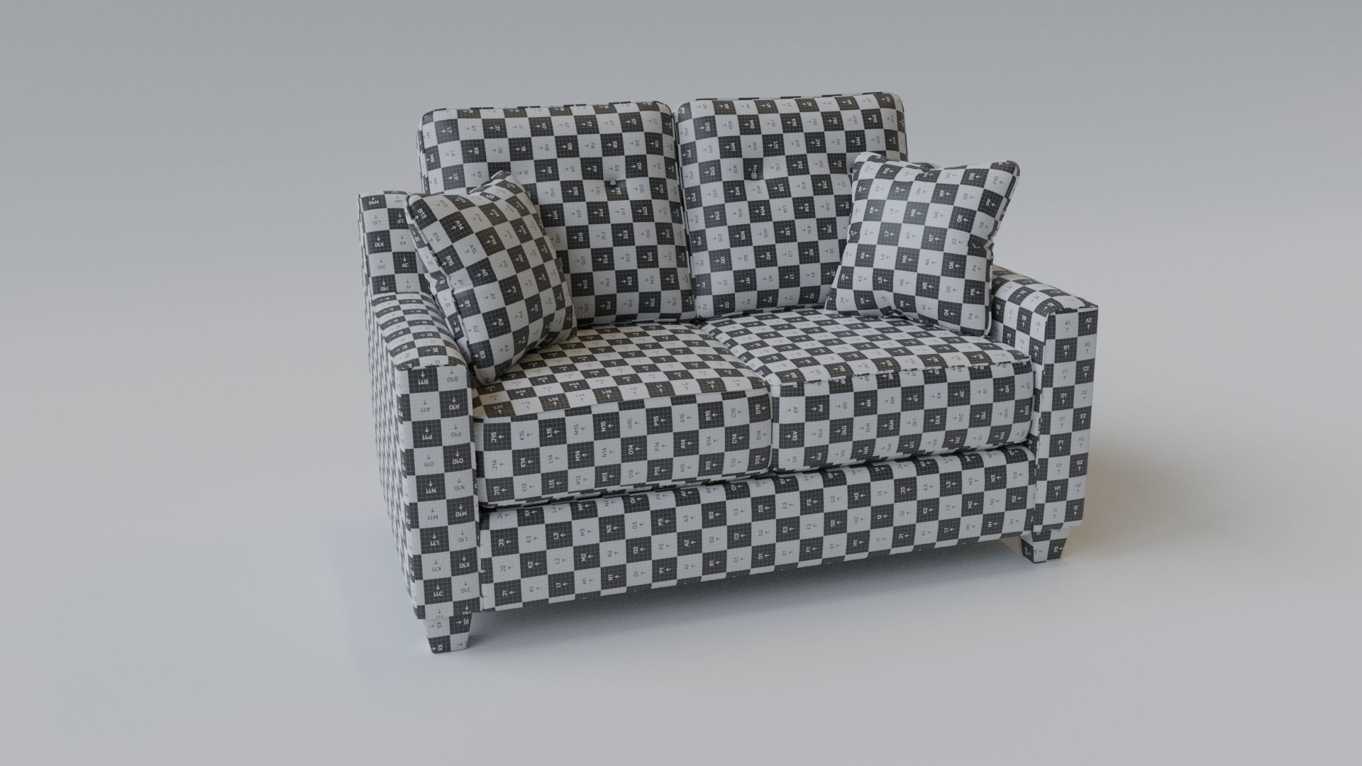 Sofa 2 Seater - v4 Low-poly 3D model_2