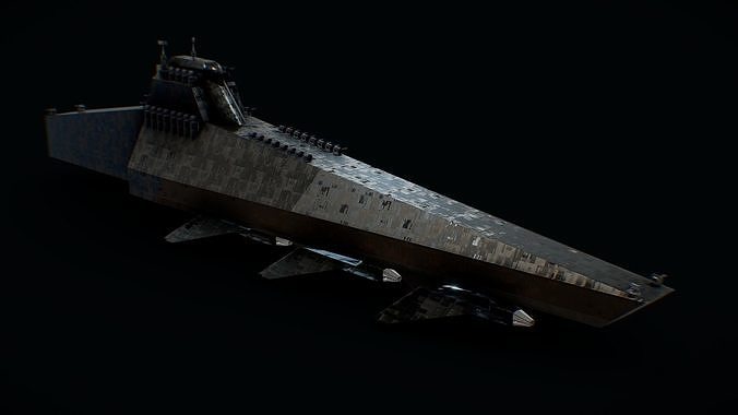 Sci-fi Military Aircraft Carrier Low-poly 3D model