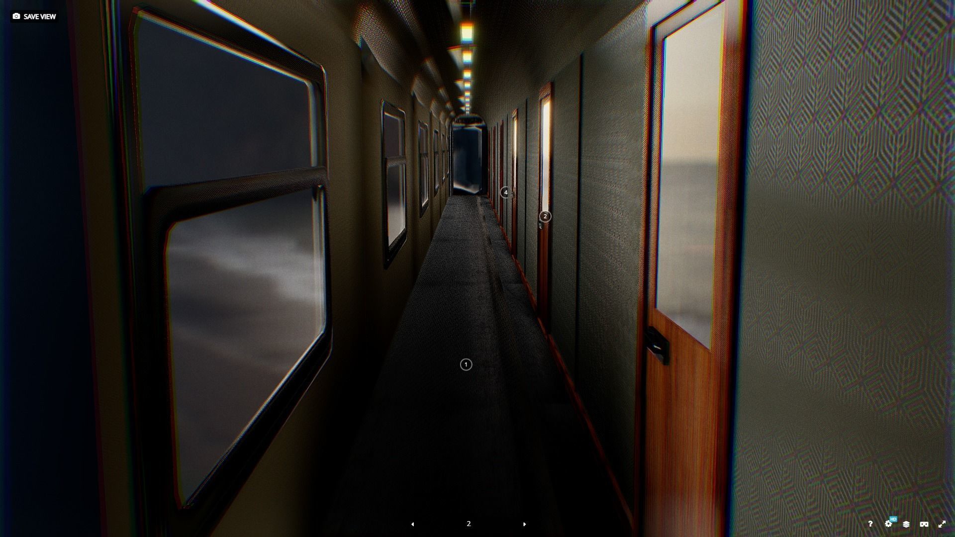 Train Railroad Car With Interior Low-poly 3D model_4
