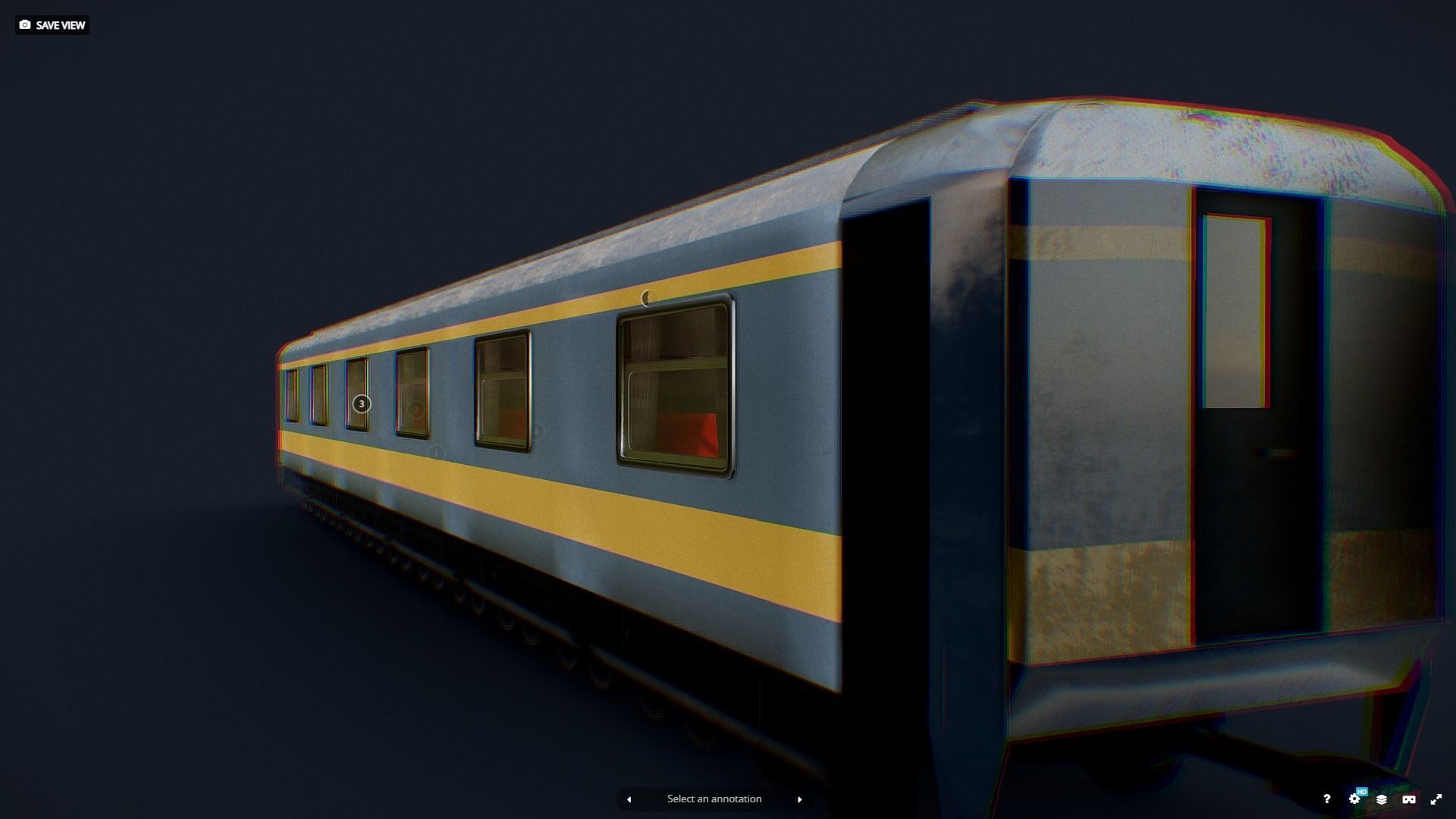 Train Railroad Car With Interior Low-poly 3D model_3
