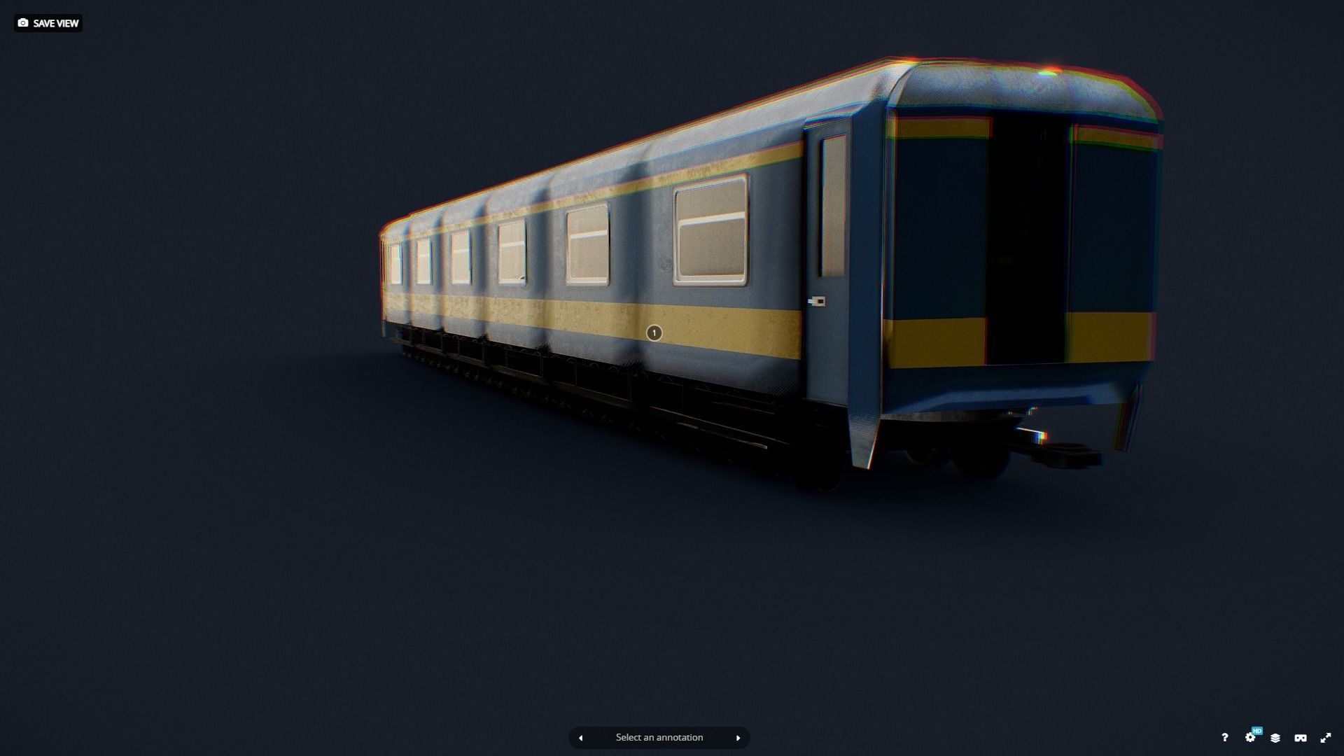 Train Railroad Car With Interior Low-poly 3D model_1