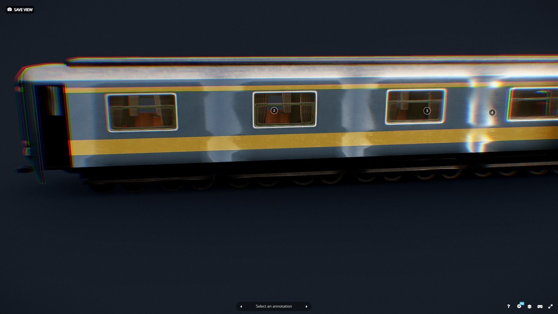 Train Railroad Car With Interior Low-poly 3D model_2