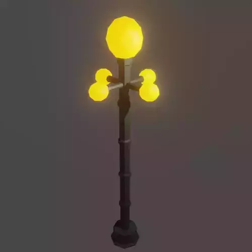 Low Poly Lamp street with lights 3D model