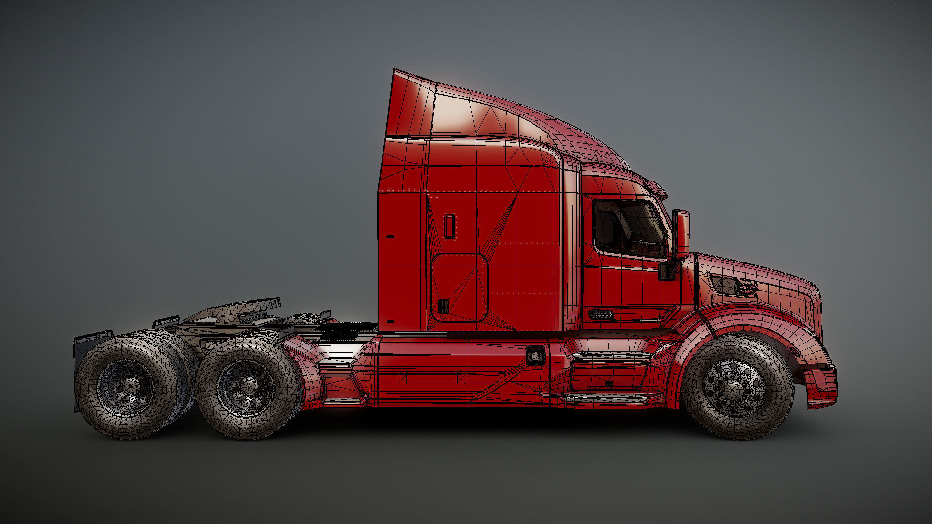 Peterbilt 579 truck Low-poly 3D model_27