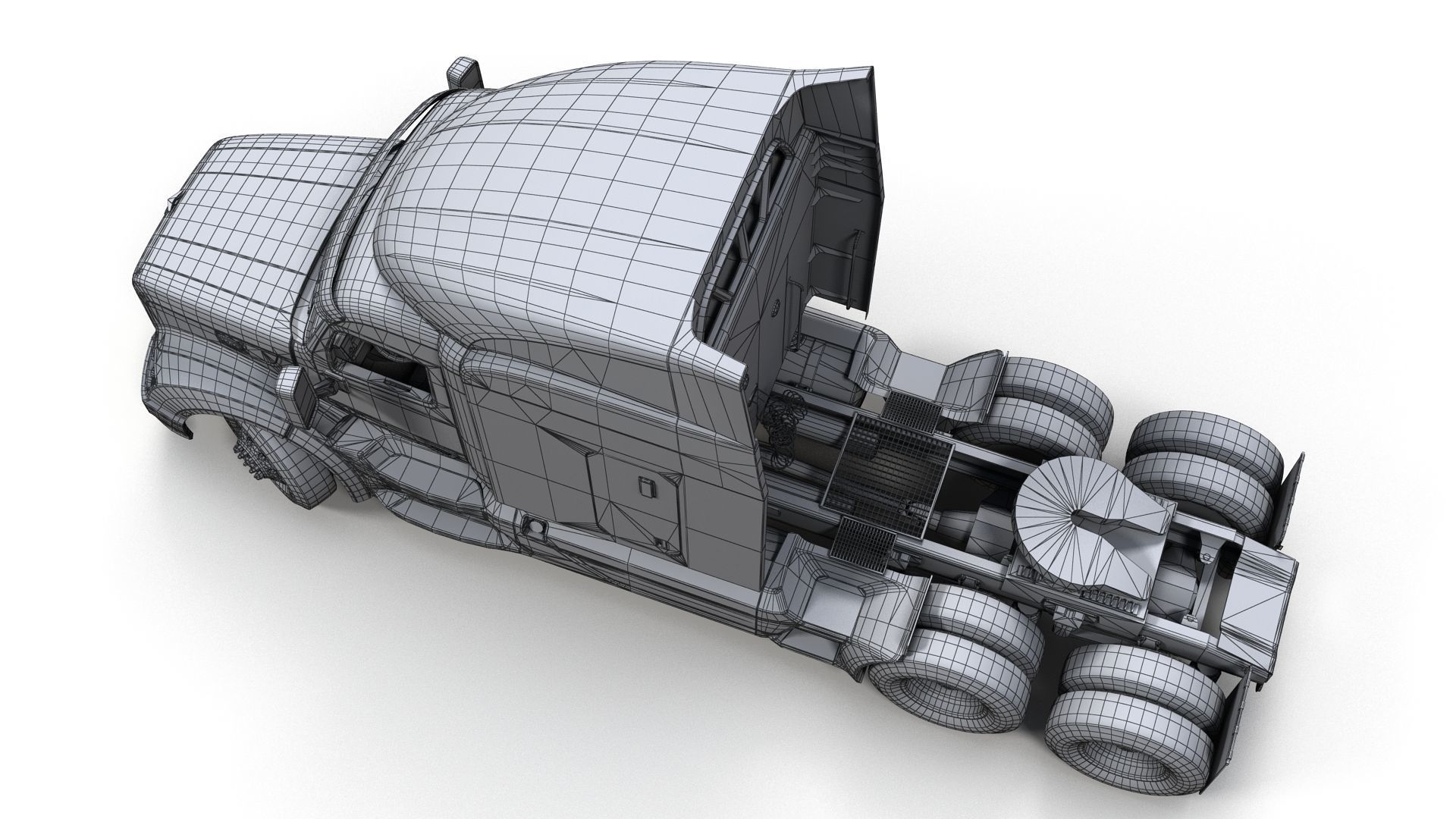 Peterbilt 579 truck Low-poly 3D model_12