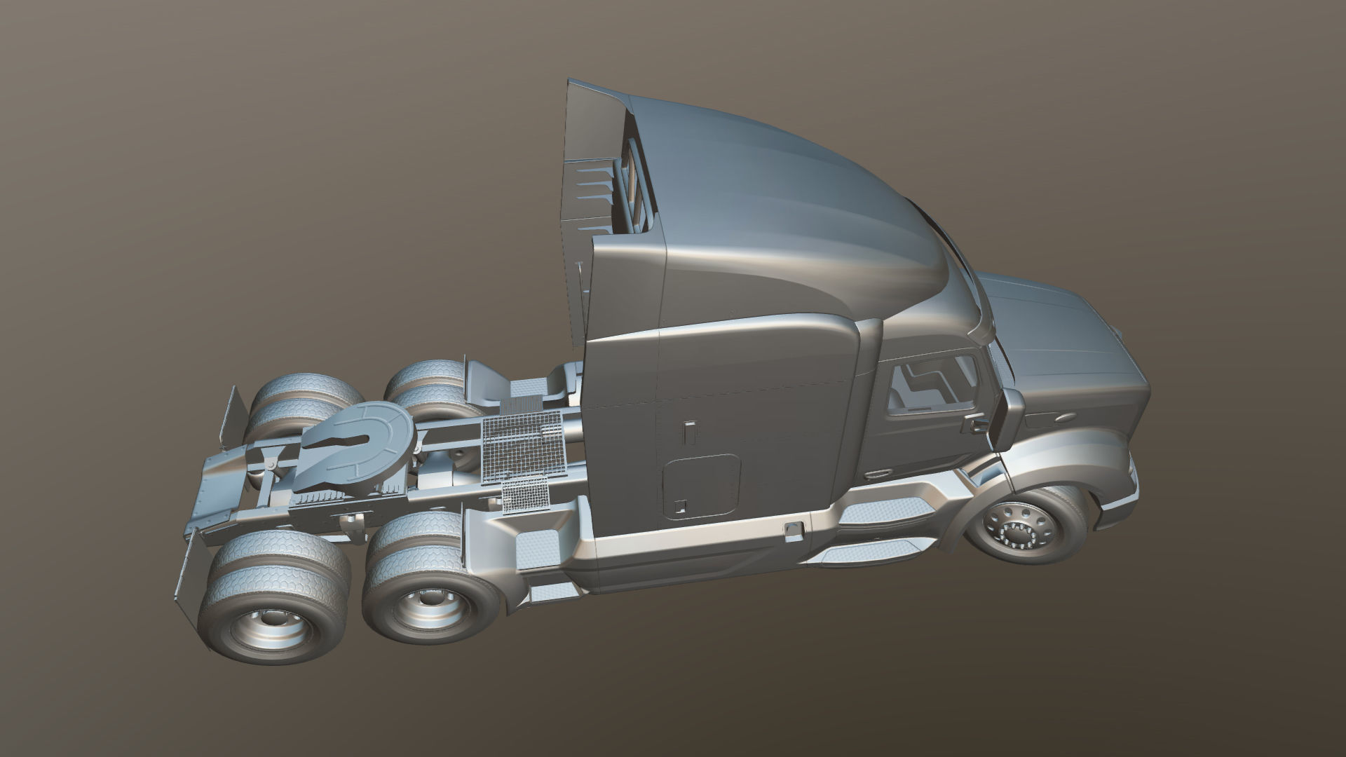 Peterbilt 579 truck Low-poly 3D model_35