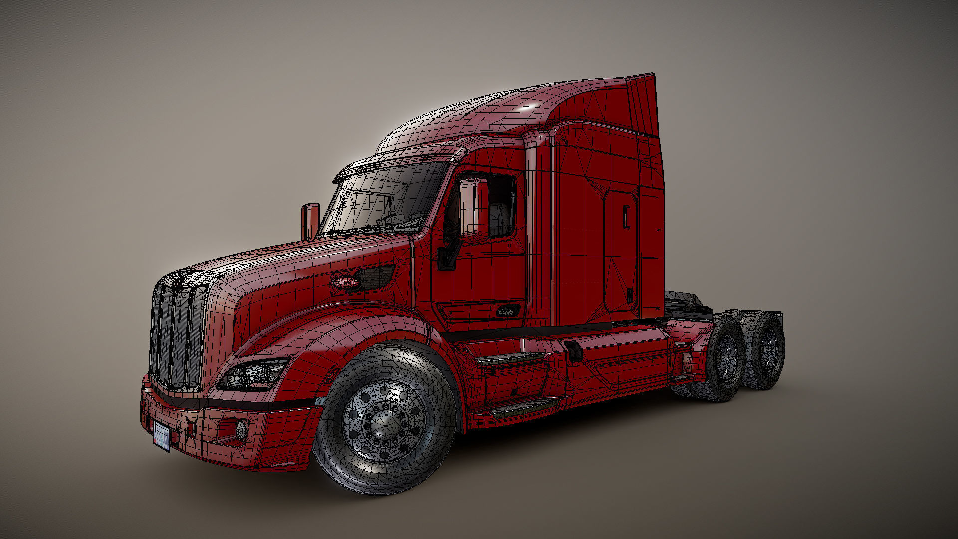 Peterbilt 579 truck Low-poly 3D model_26