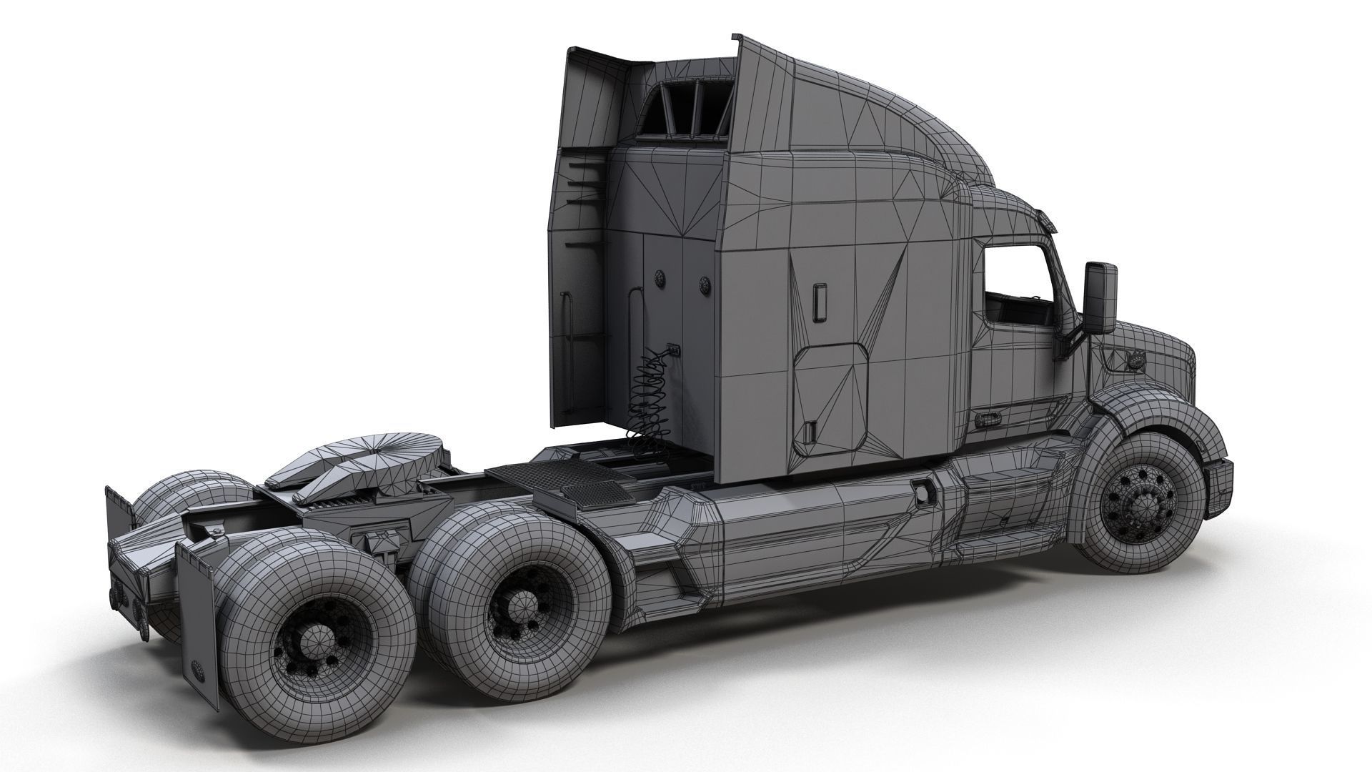 Peterbilt 579 truck Low-poly 3D model_11