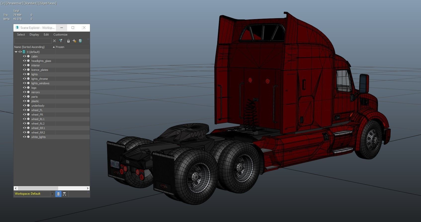 Peterbilt 579 truck Low-poly 3D model_40