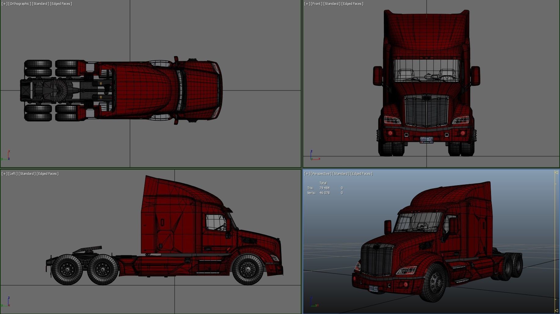 Peterbilt 579 truck Low-poly 3D model_41