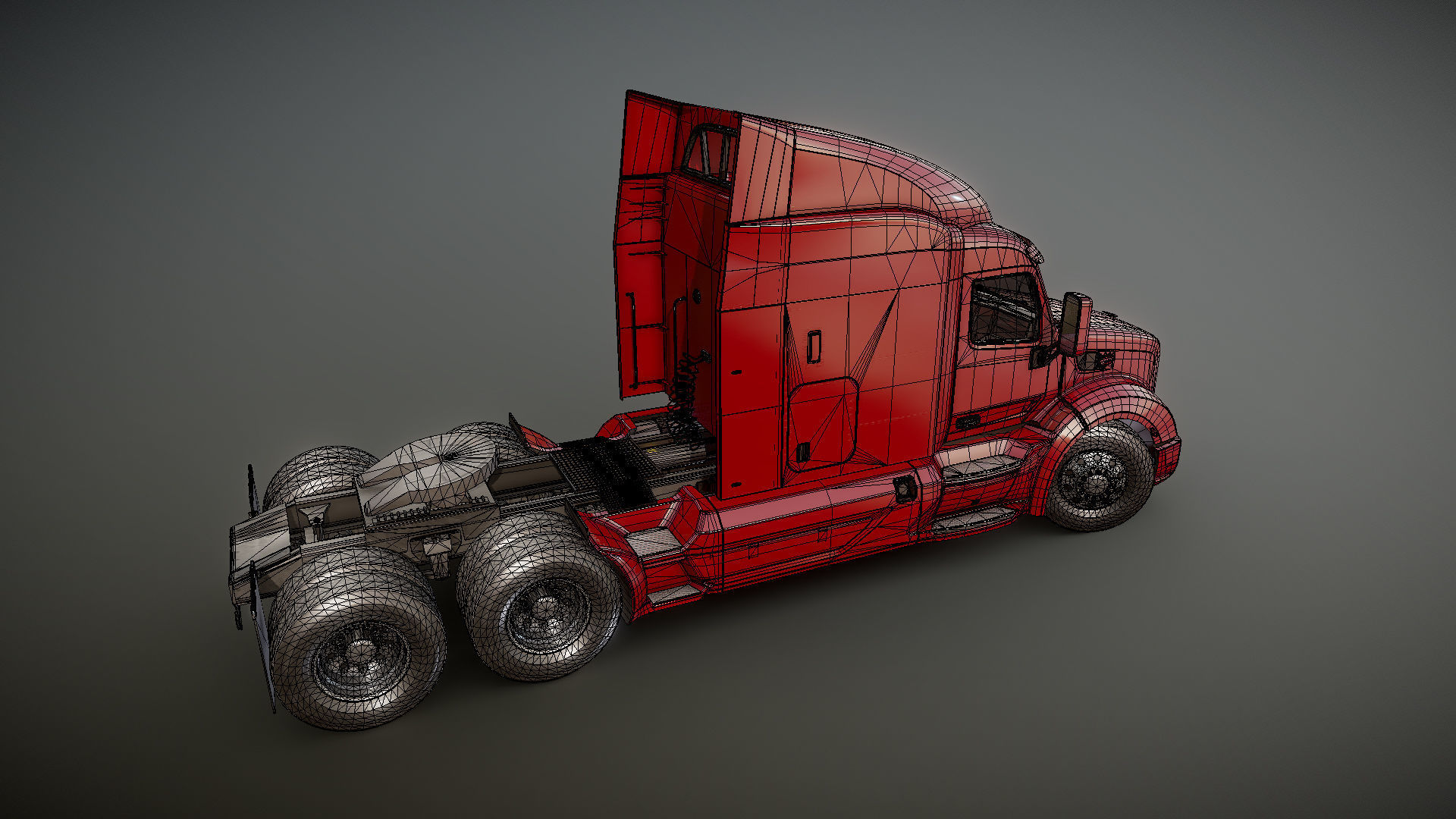 Peterbilt 579 truck Low-poly 3D model_28