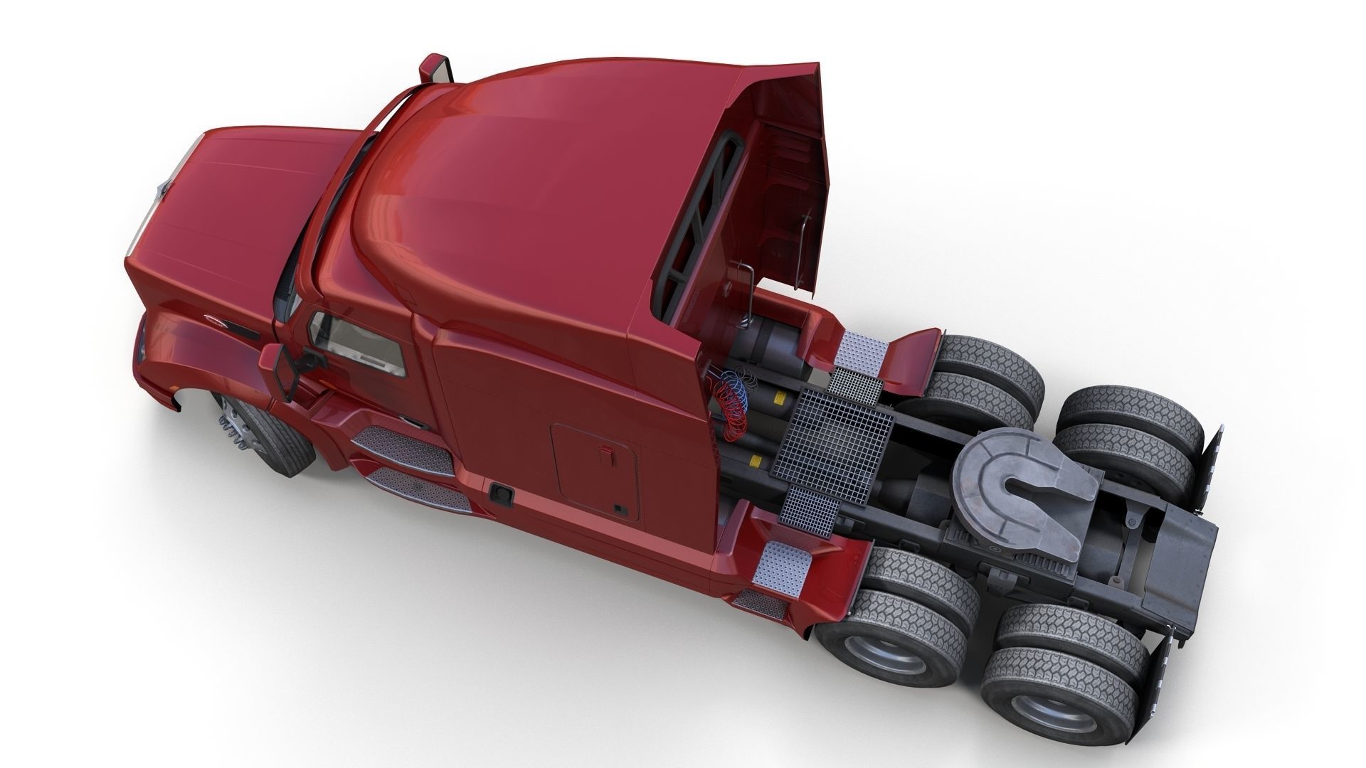 Peterbilt 579 truck Low-poly 3D model_4