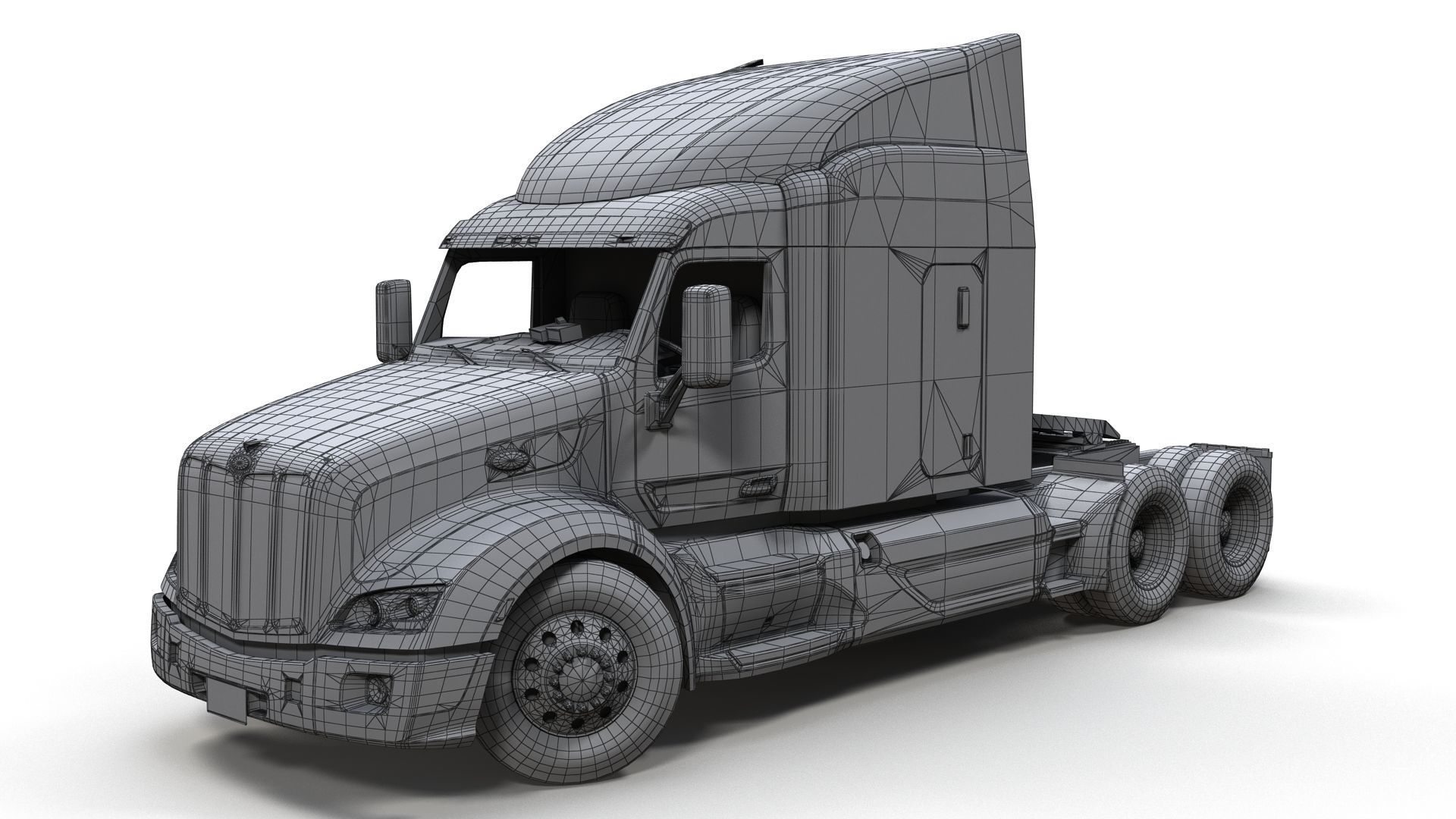 Peterbilt 579 truck Low-poly 3D model_10