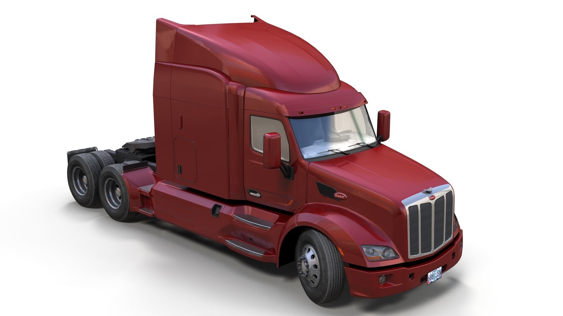 Peterbilt 579 truck Low-poly 3D model_7