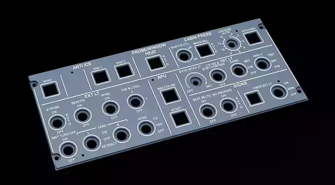 AIRBUS A320 OVERHEAD - LIGHTS PANEL 3D print model