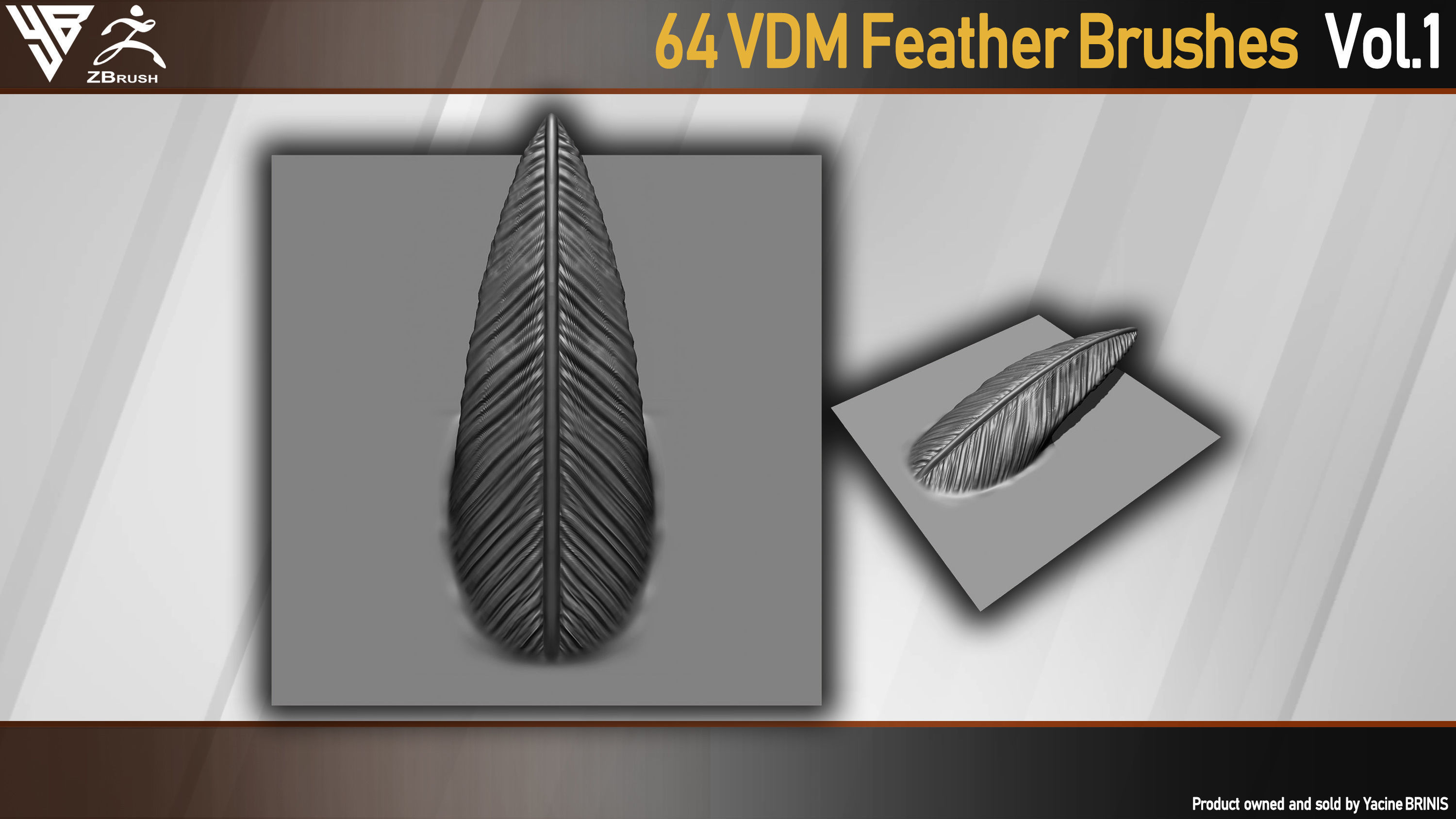 64 VDM Feather Brushes for ZBrush Low-poly 3D model_11