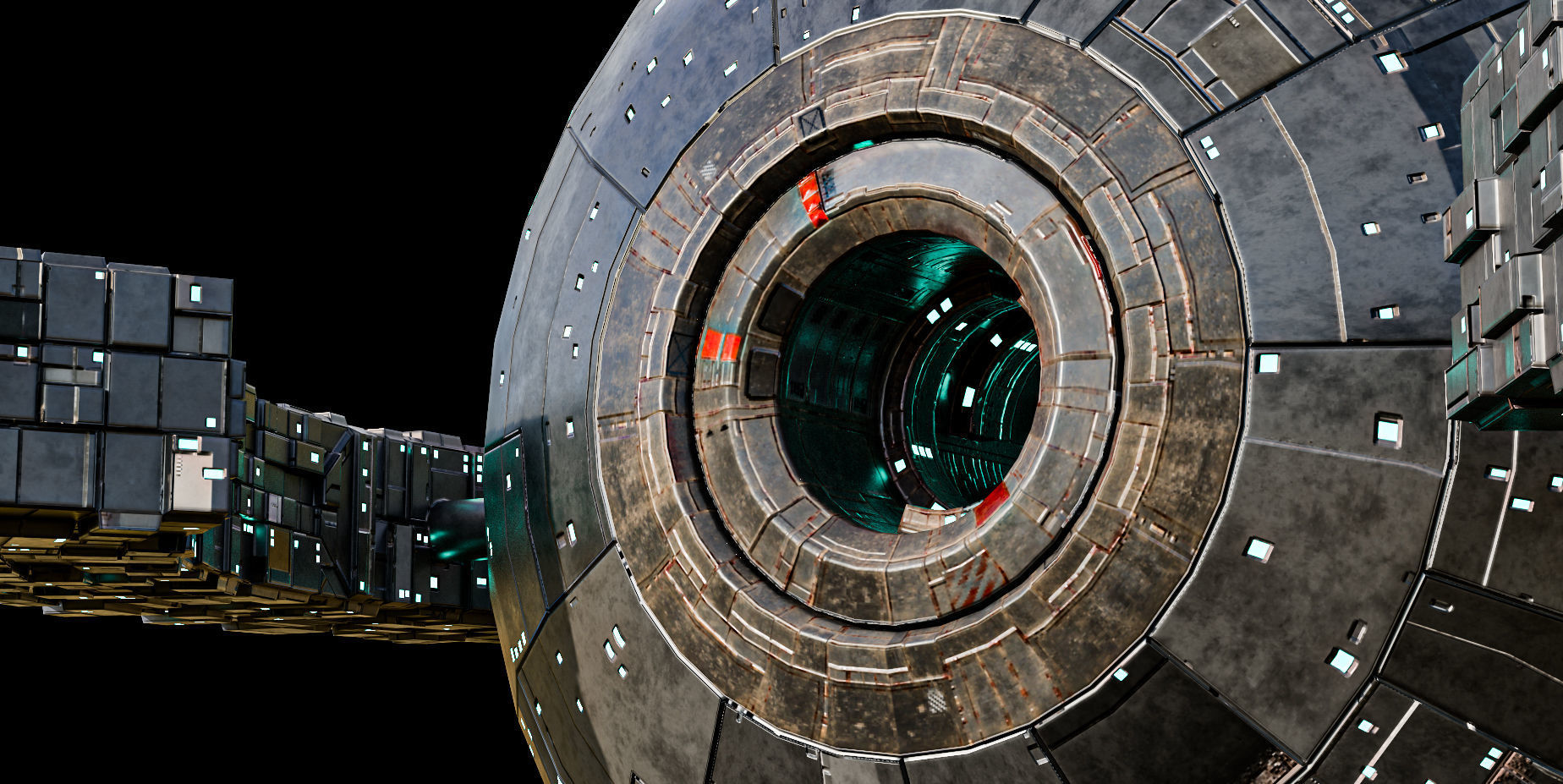 Space Station Sphere Mothership Low-poly 3D model_1