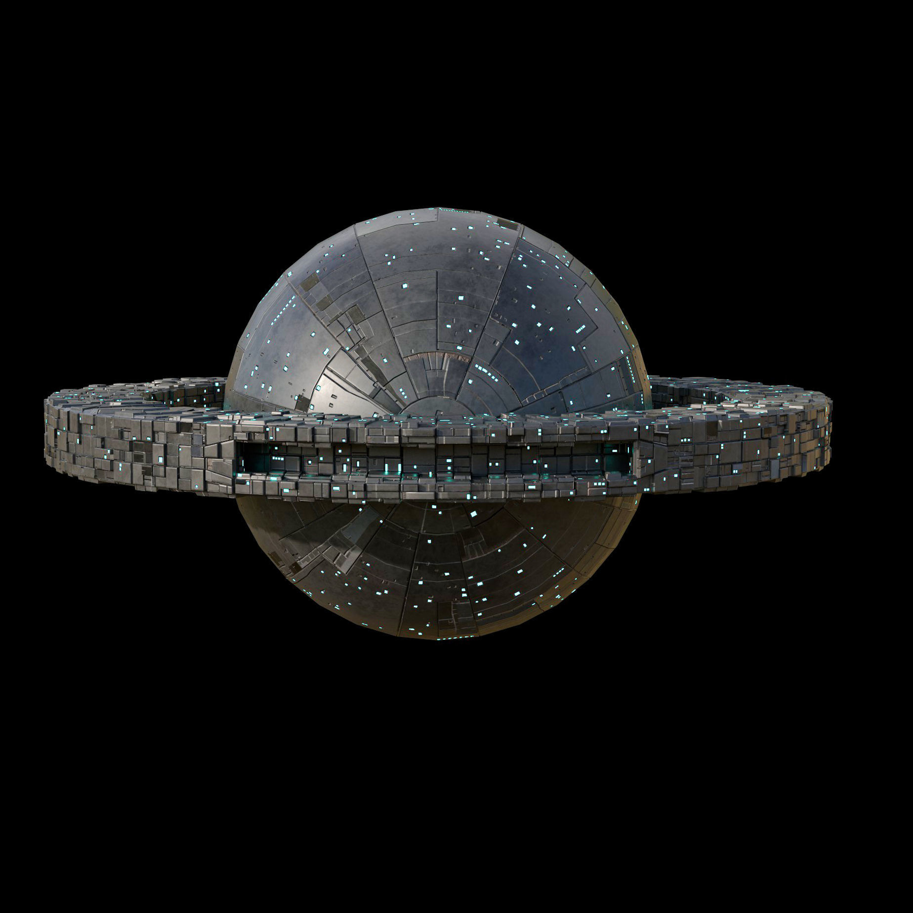 Space Station Sphere Mothership Low-poly 3D model_4