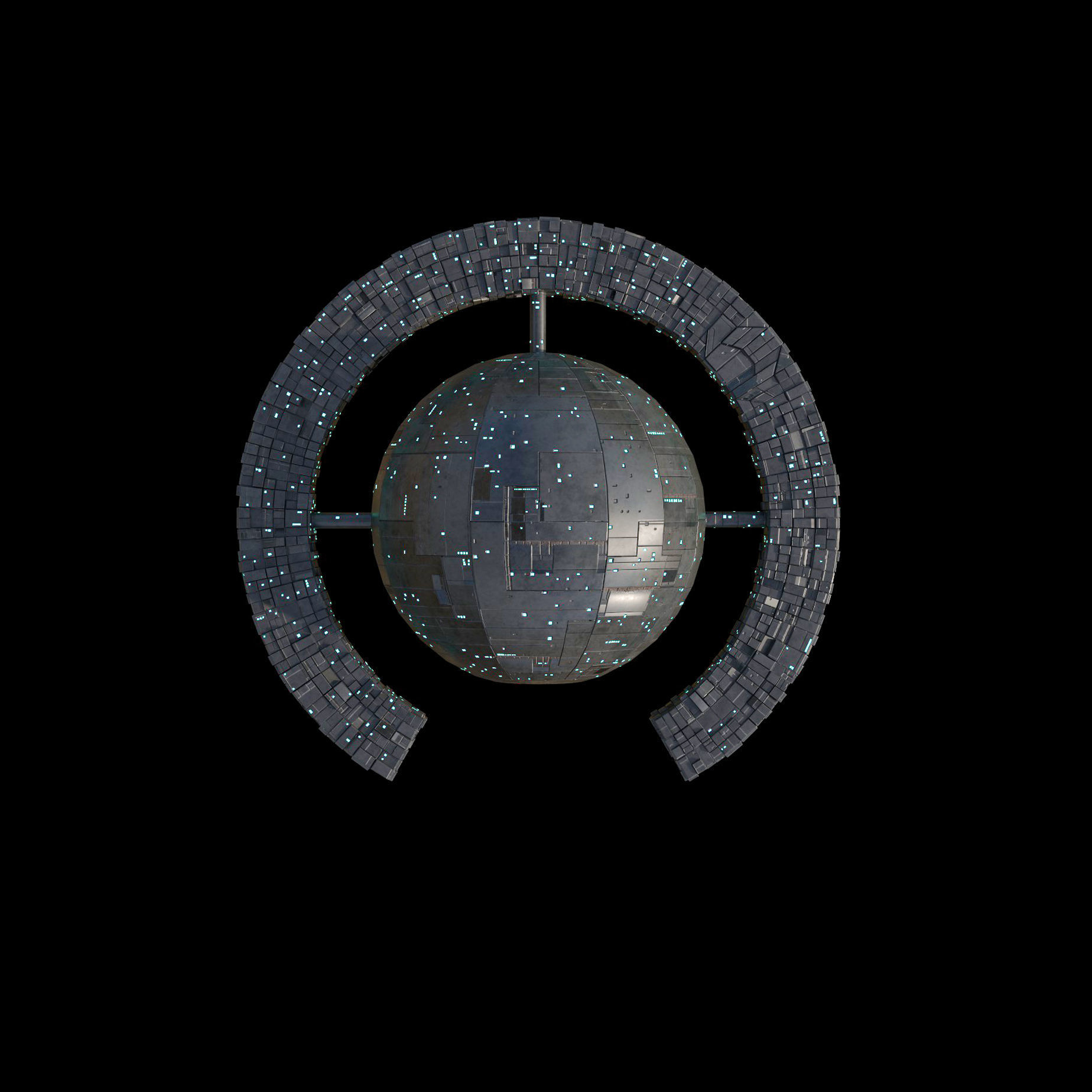 Space Station Sphere Mothership Low-poly 3D model_5