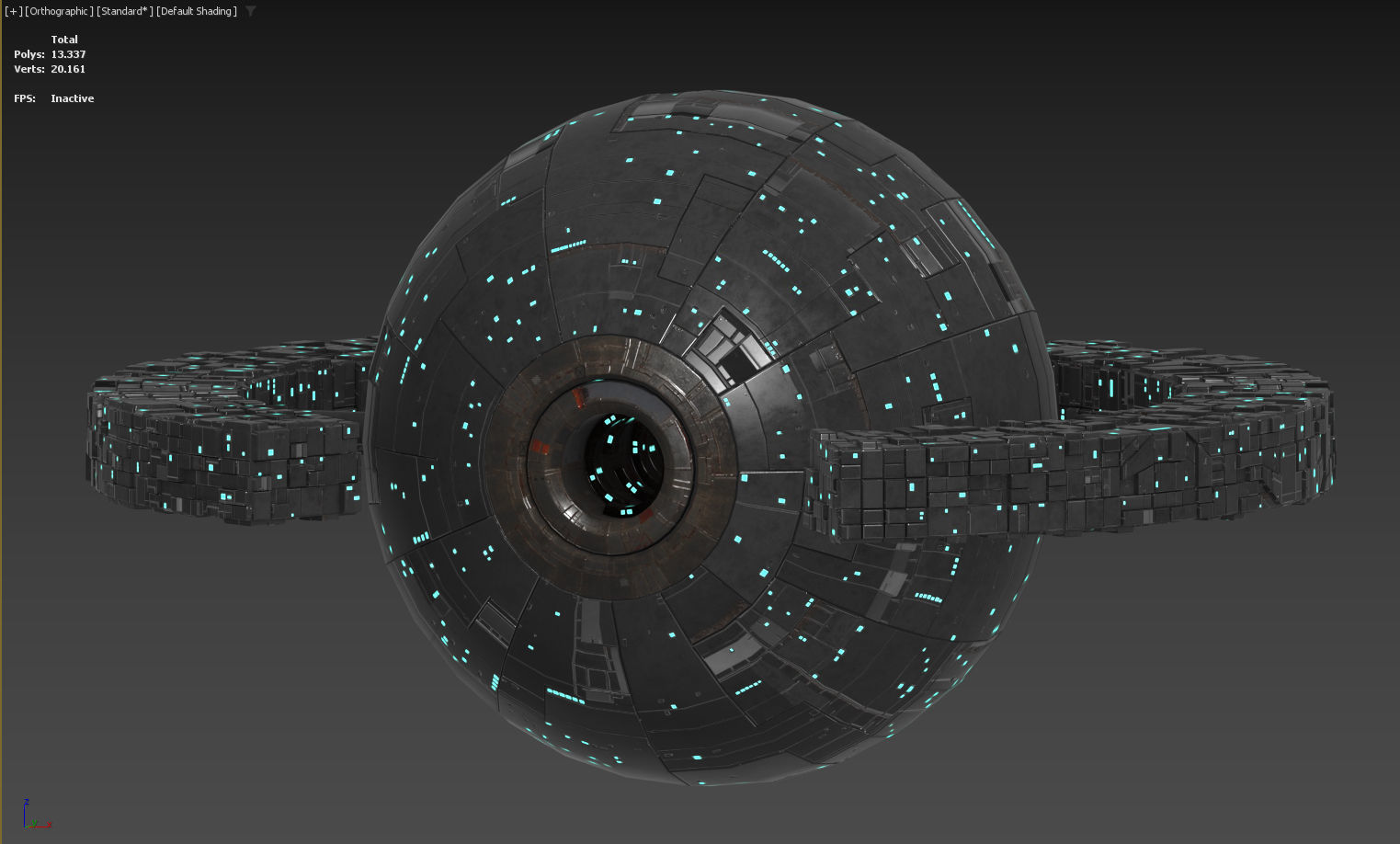 Space Station Sphere Mothership Low-poly 3D model_7