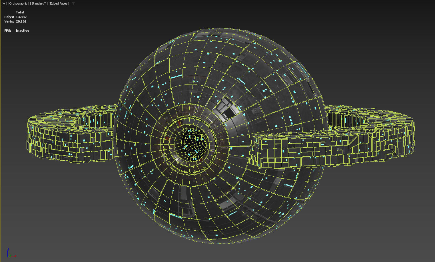Space Station Sphere Mothership Low-poly 3D model_8