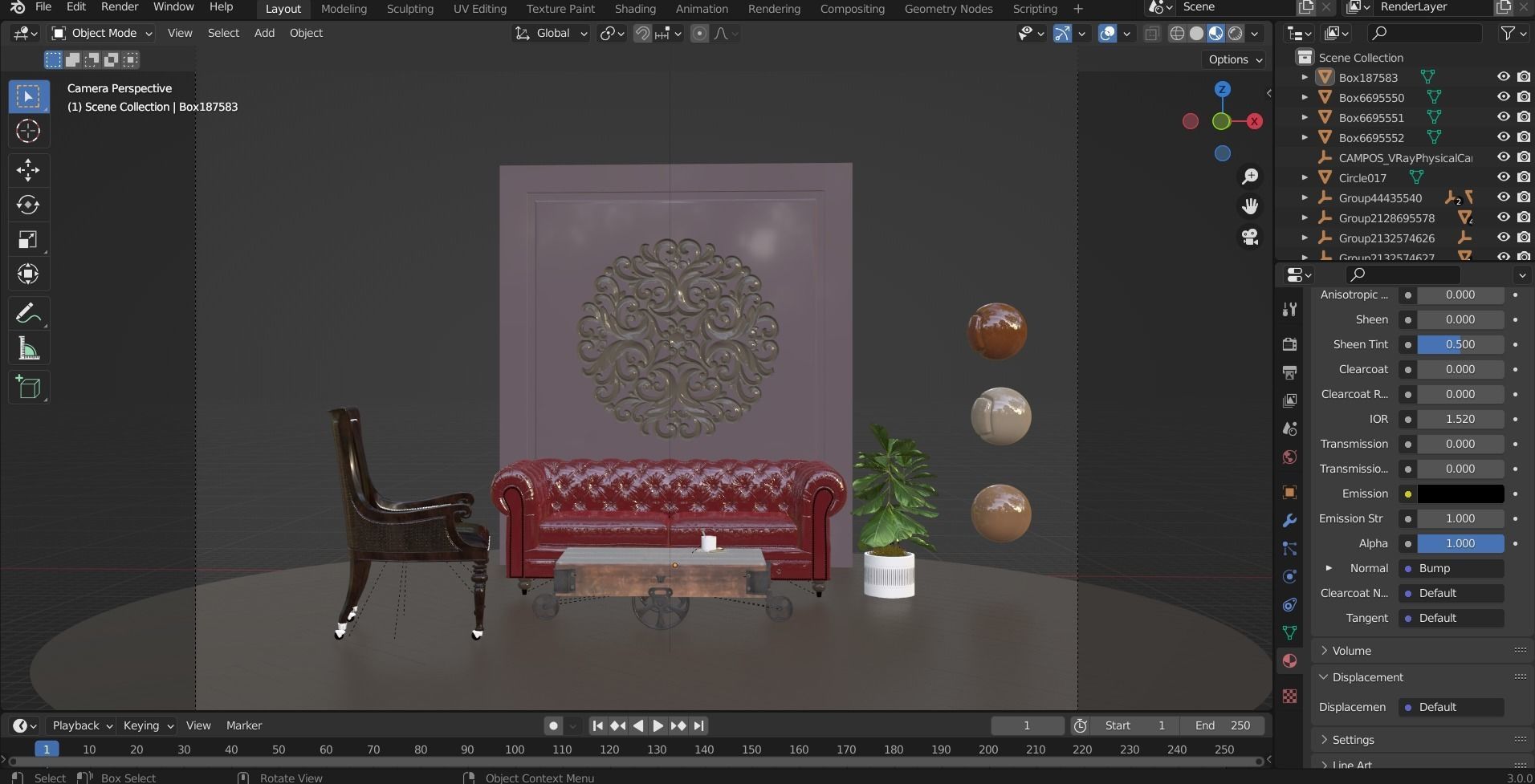 Classic Furniture  design 3d modeling  set  3D model_1