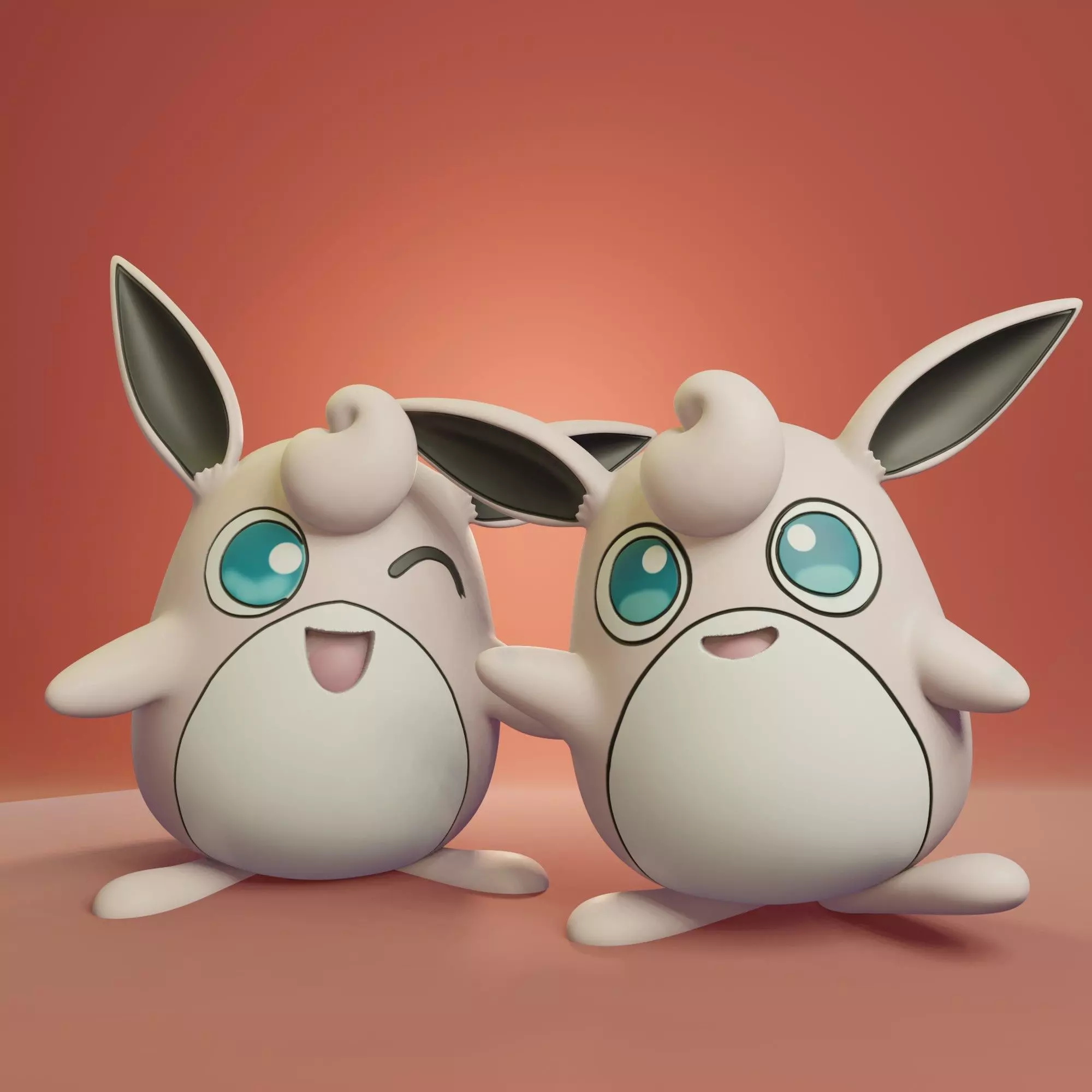 Pokemon - Wigglytuff with 2 different poses 3D print model