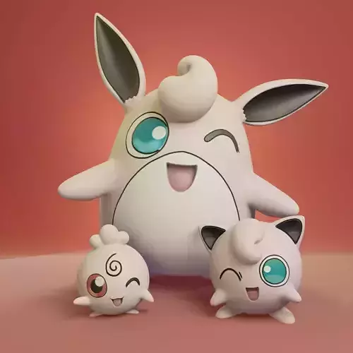 Pokemon - Igglybuff Jigglypuff and Wigglytuff with 2 poses
