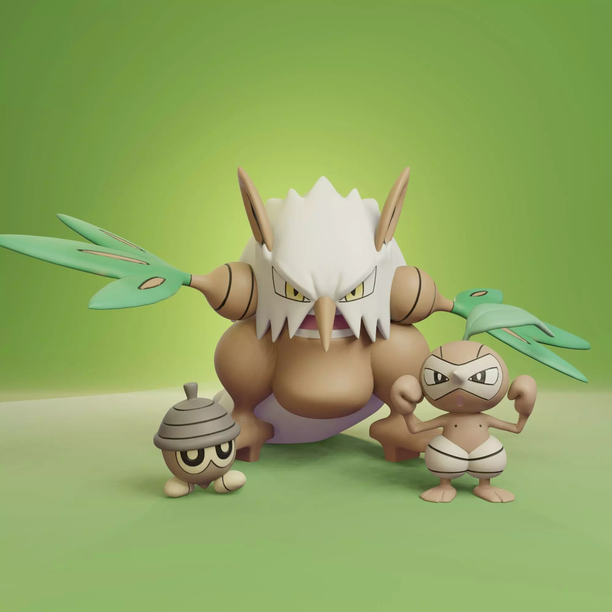 Pokemon - Seedot Nuzleaf and Shiftry with 2 poses each 3D print model_0