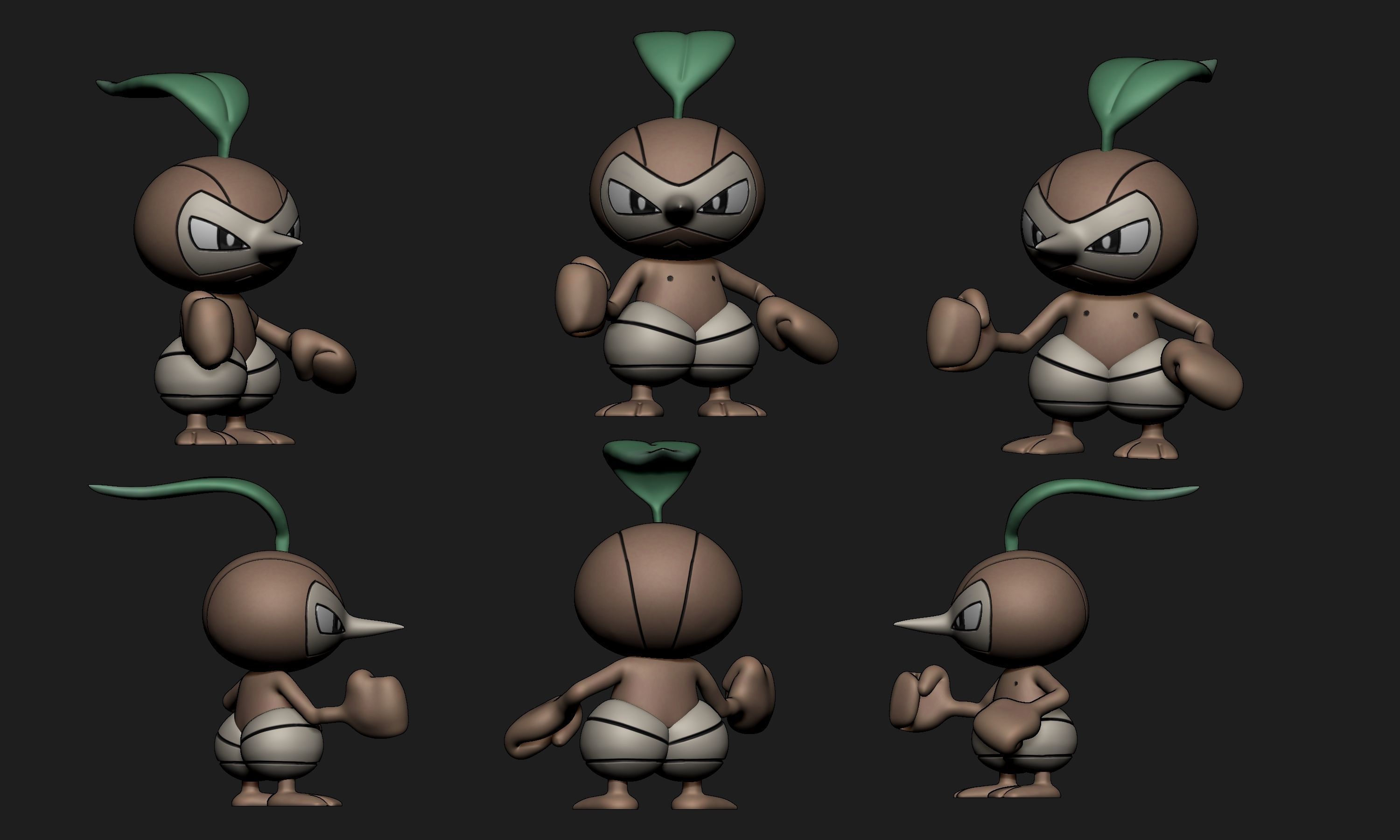 Pokemon - Seedot Nuzleaf and Shiftry with 2 poses each 3D print model_12