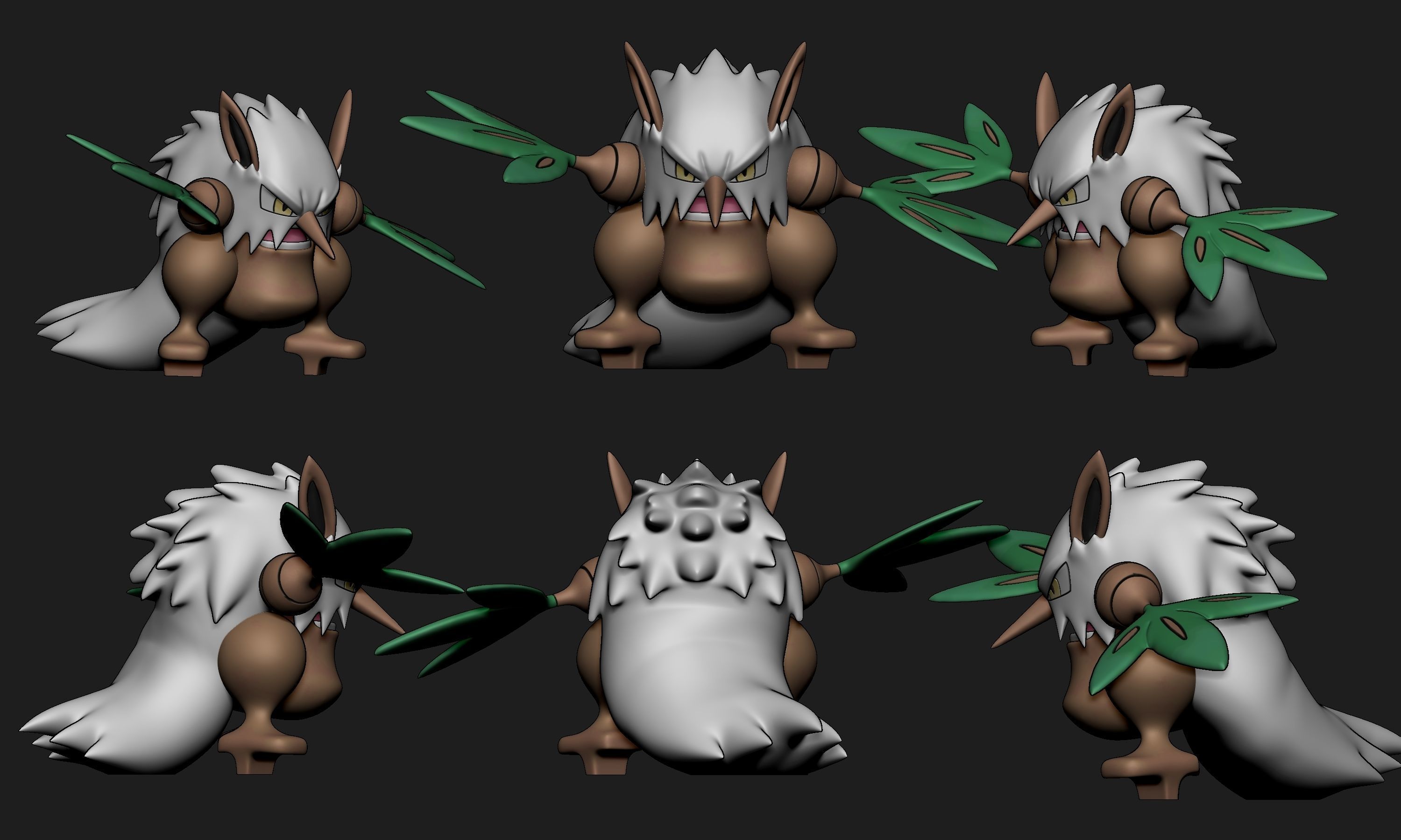 Pokemon - Seedot Nuzleaf and Shiftry with 2 poses each 3D print model_28