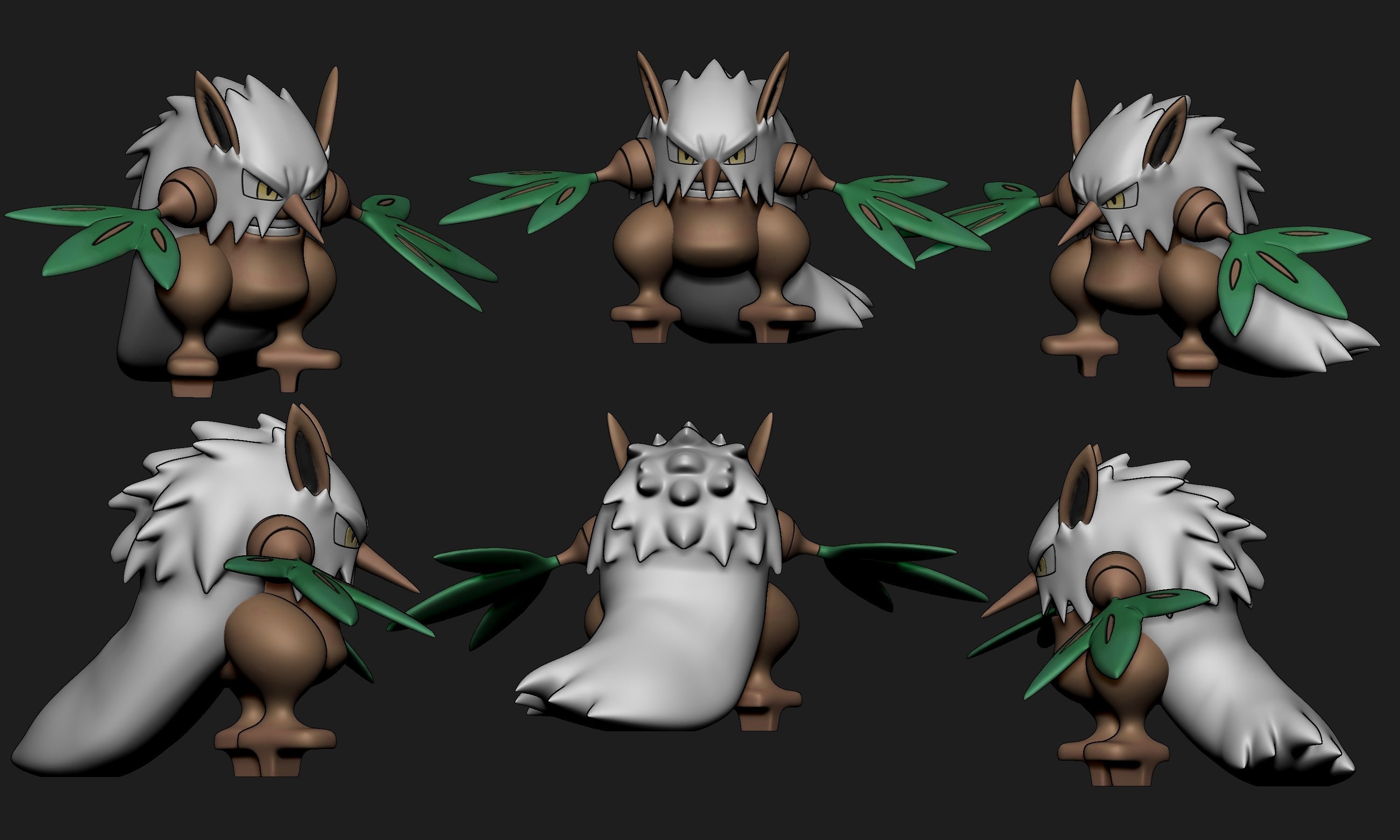 Pokemon - Seedot Nuzleaf and Shiftry with 2 poses each 3D print model_22