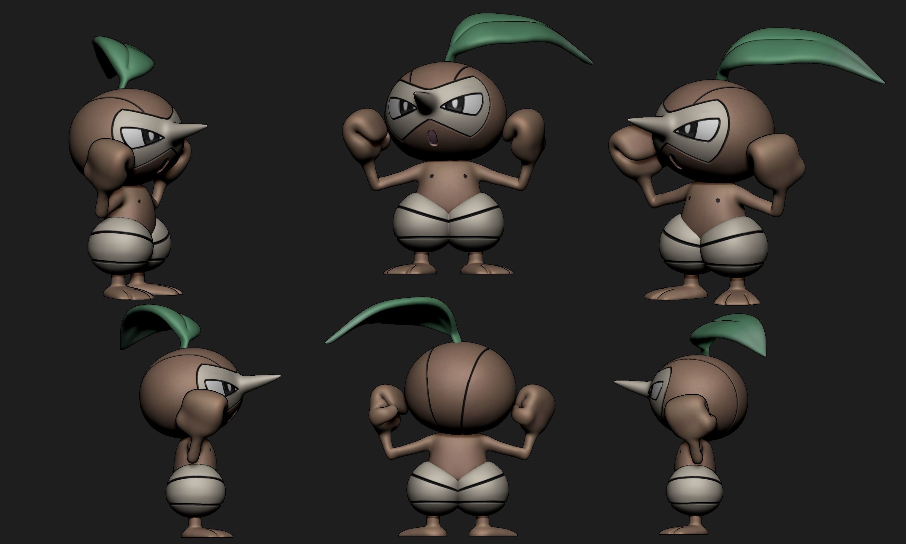 Pokemon - Seedot Nuzleaf and Shiftry with 2 poses each 3D print model_16