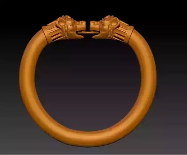  Lion head antique Gold plated bangle bracelet