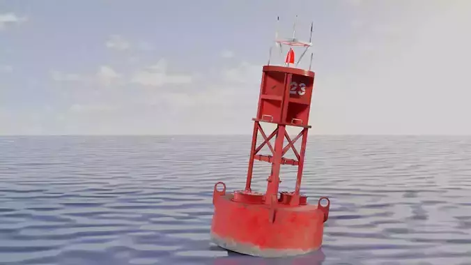 Buoy Game Ready lighthouse floating in ocean Low-poly 3D model