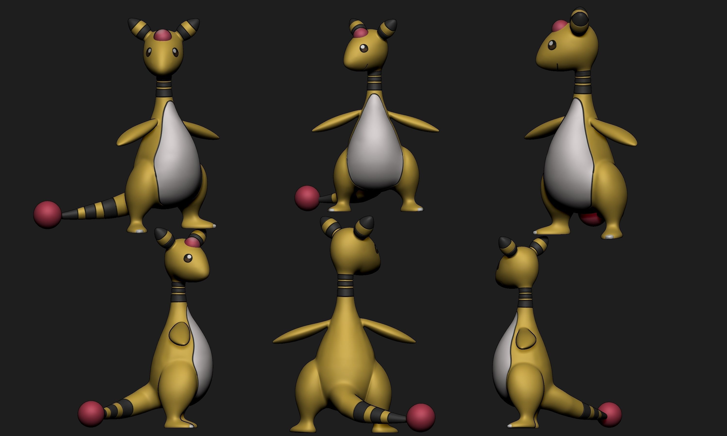 Pokemon - Ampharos with 2 different poses 3D print model_2