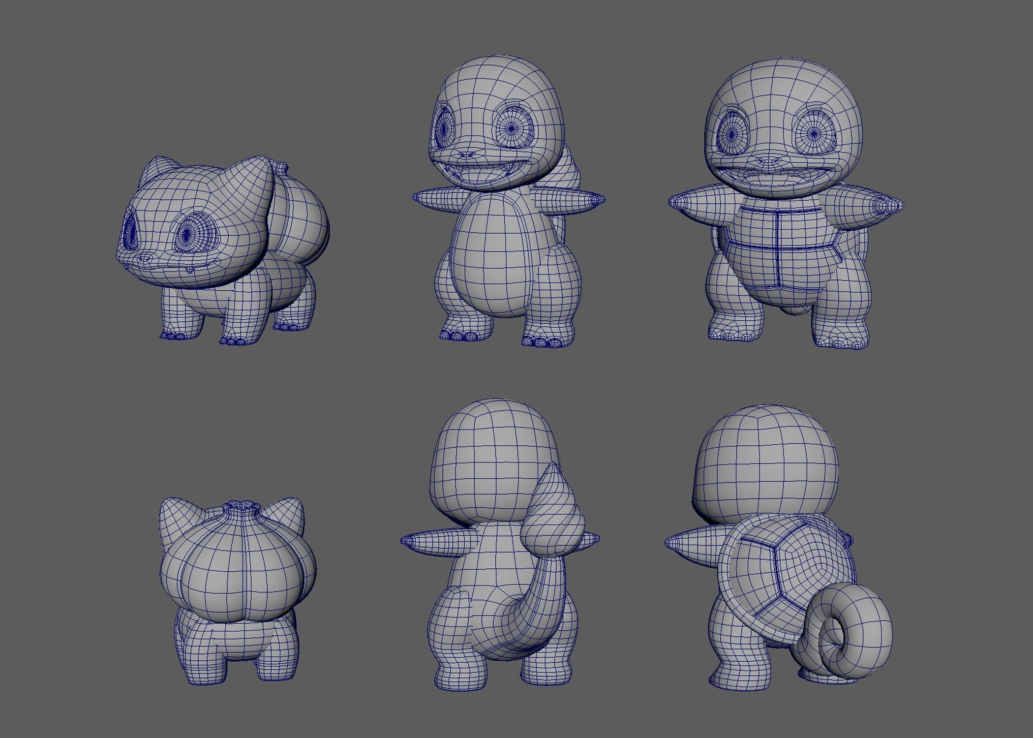 Kanto Starters FREE 3D model free VR / AR / low-poly 3D model | CGTrader