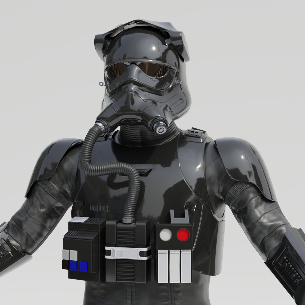 Star Wars- First Order Tie PIlot Game Ready Rigged Low-poly 3D model_3