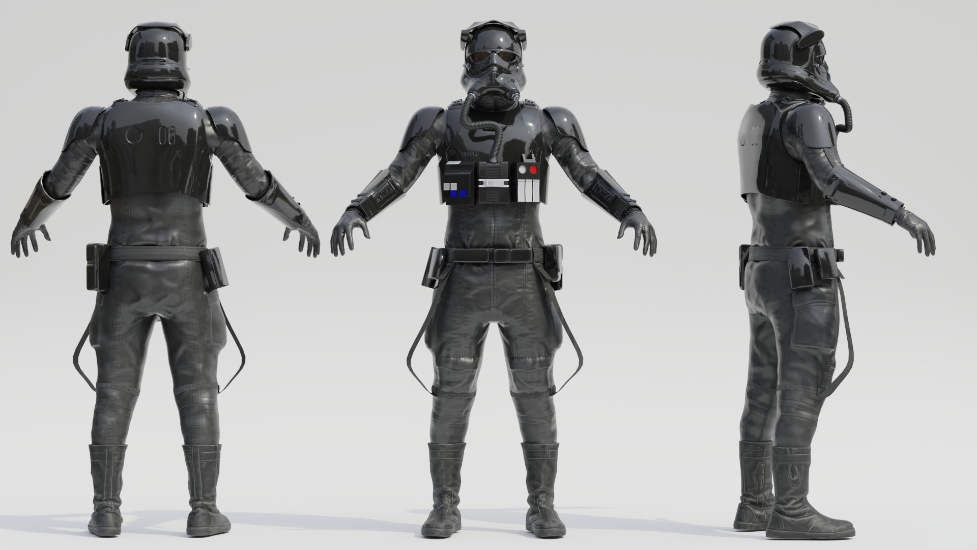 Star Wars- First Order Tie PIlot Game Ready Rigged Low-poly 3D model_1