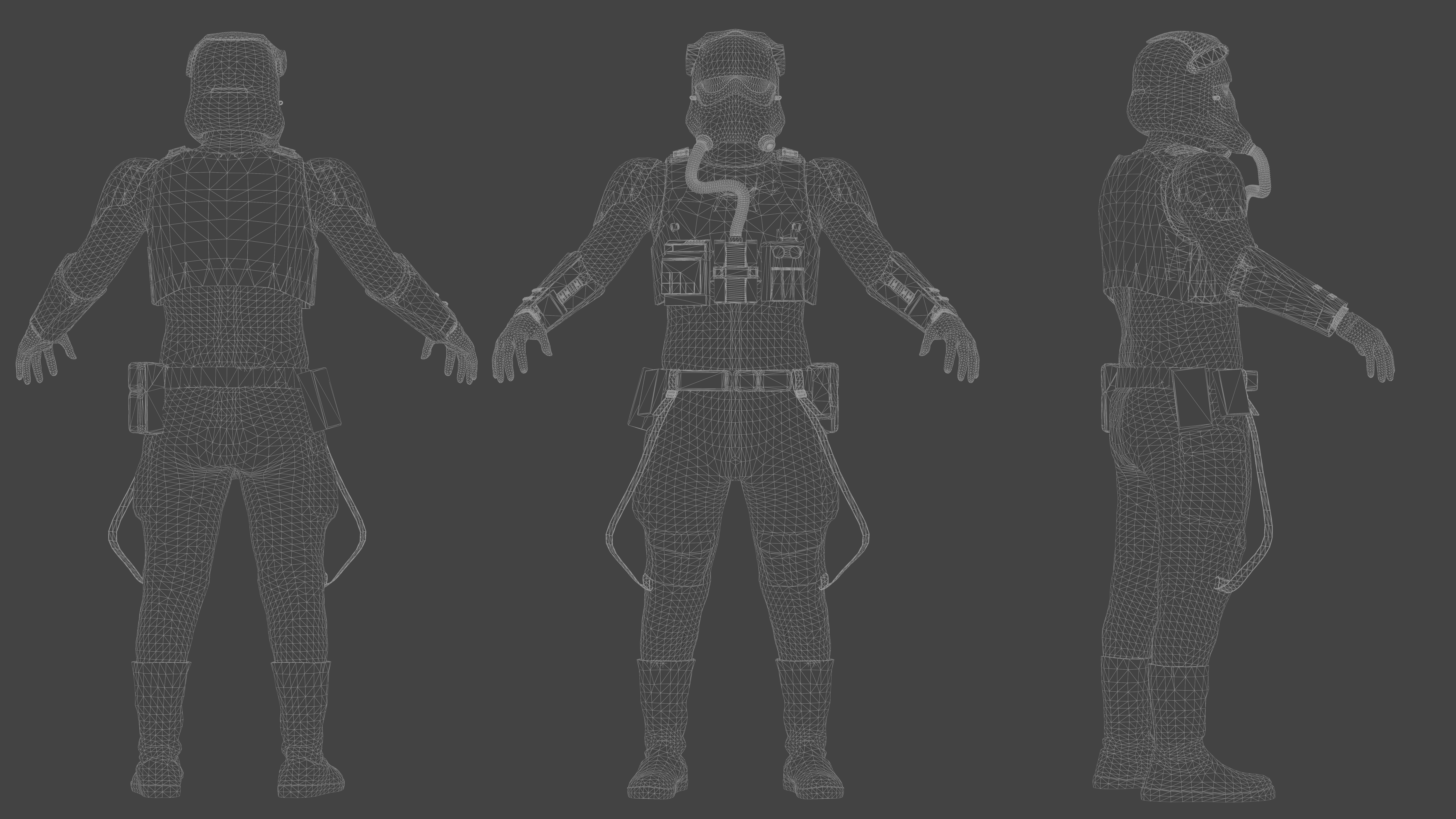 Star Wars- First Order Tie PIlot Game Ready Rigged Low-poly 3D model_2