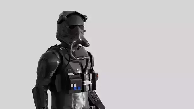 Star Wars- First Order Tie PIlot Game Ready Rigged Low-poly 3D model
