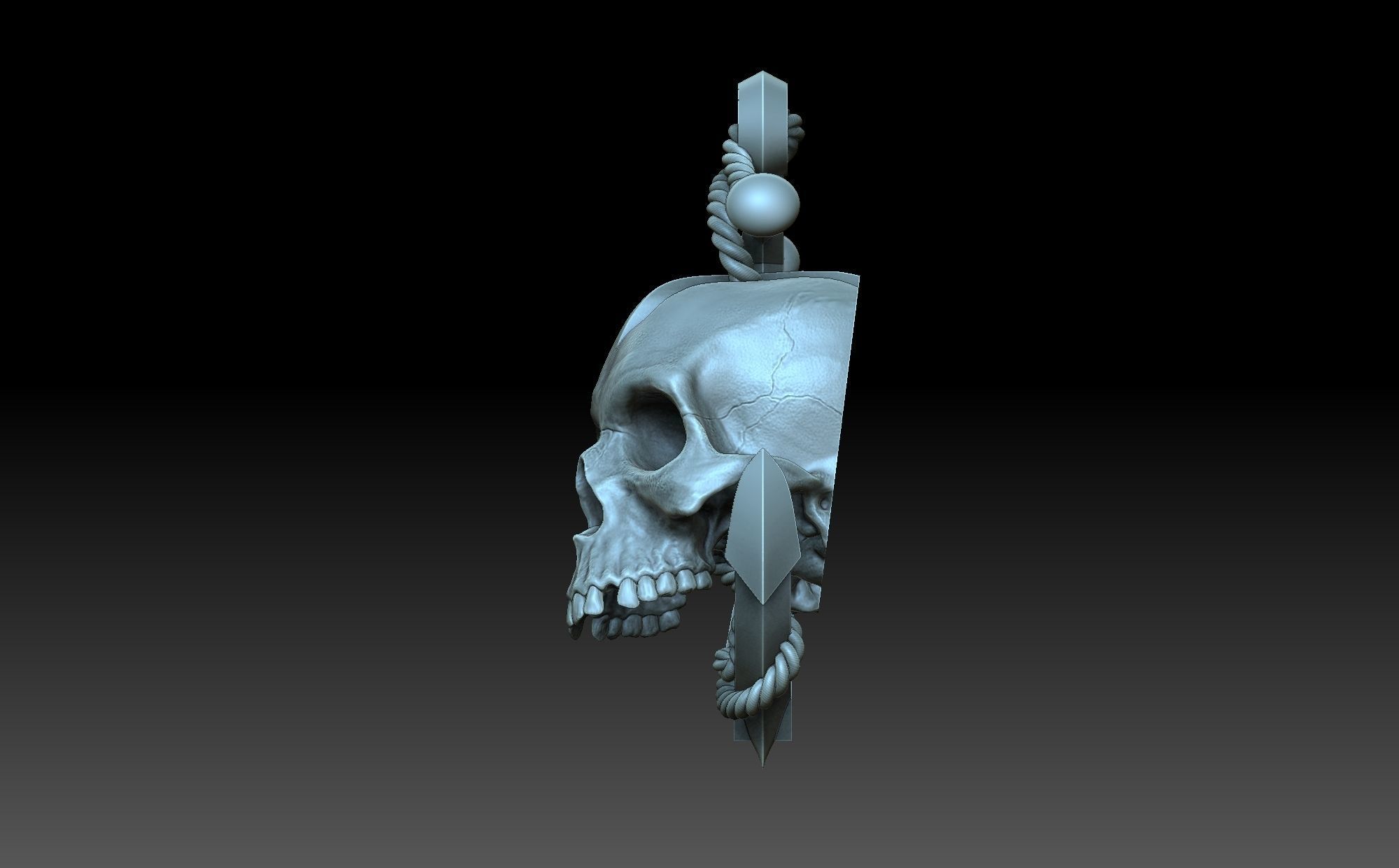 Skull with anchor 3D print model_2