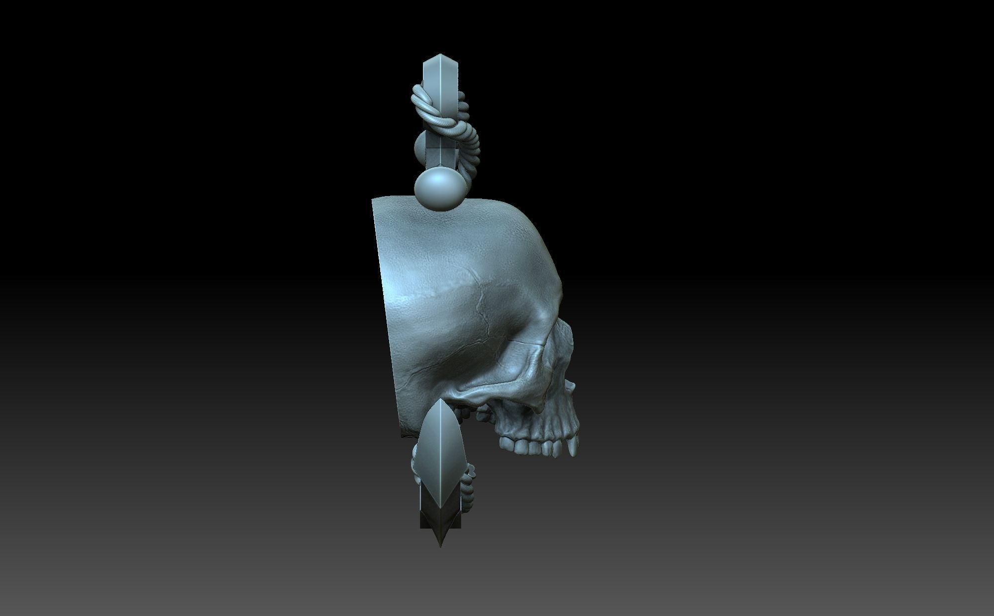 Skull with anchor 3D print model_5