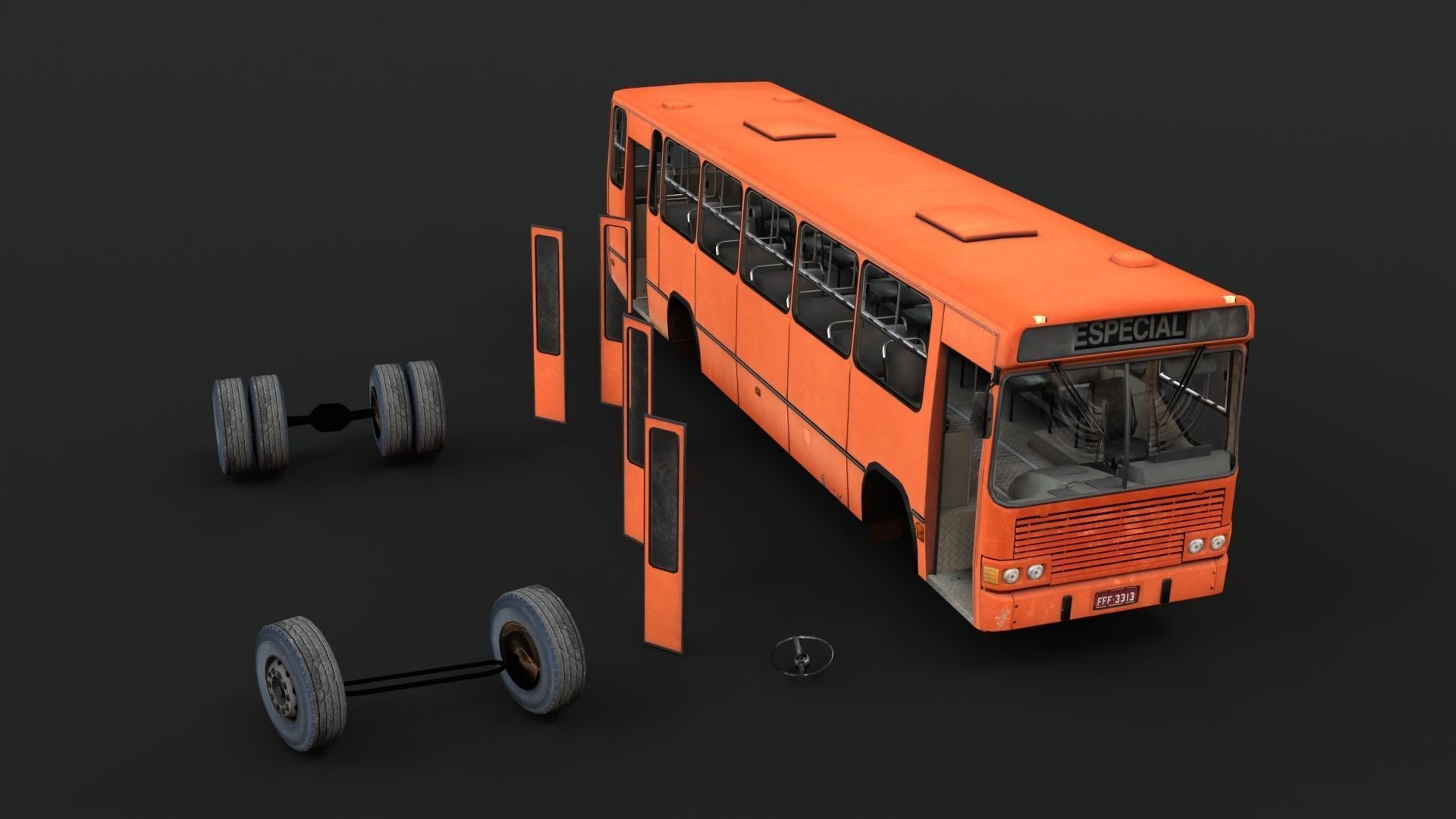 Urban Bus Low-poly 3D model_12