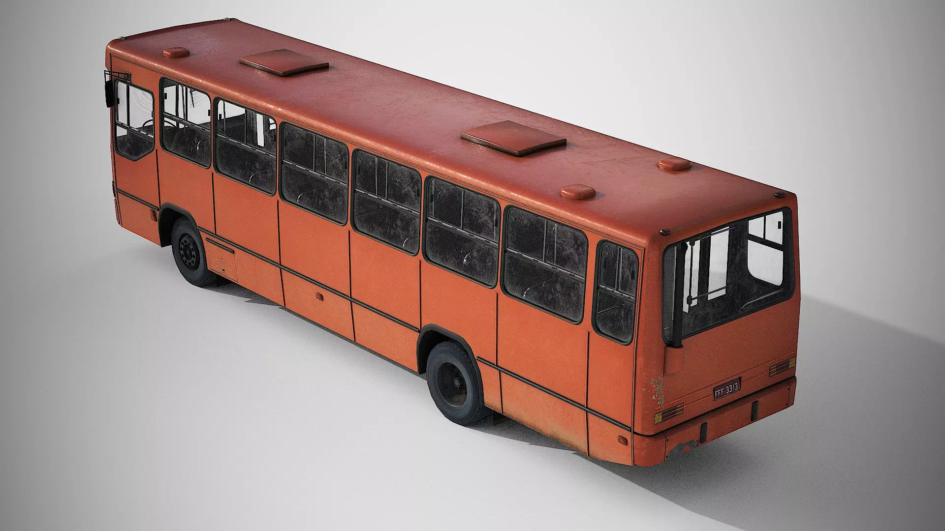Urban Bus Low-poly 3D model_6