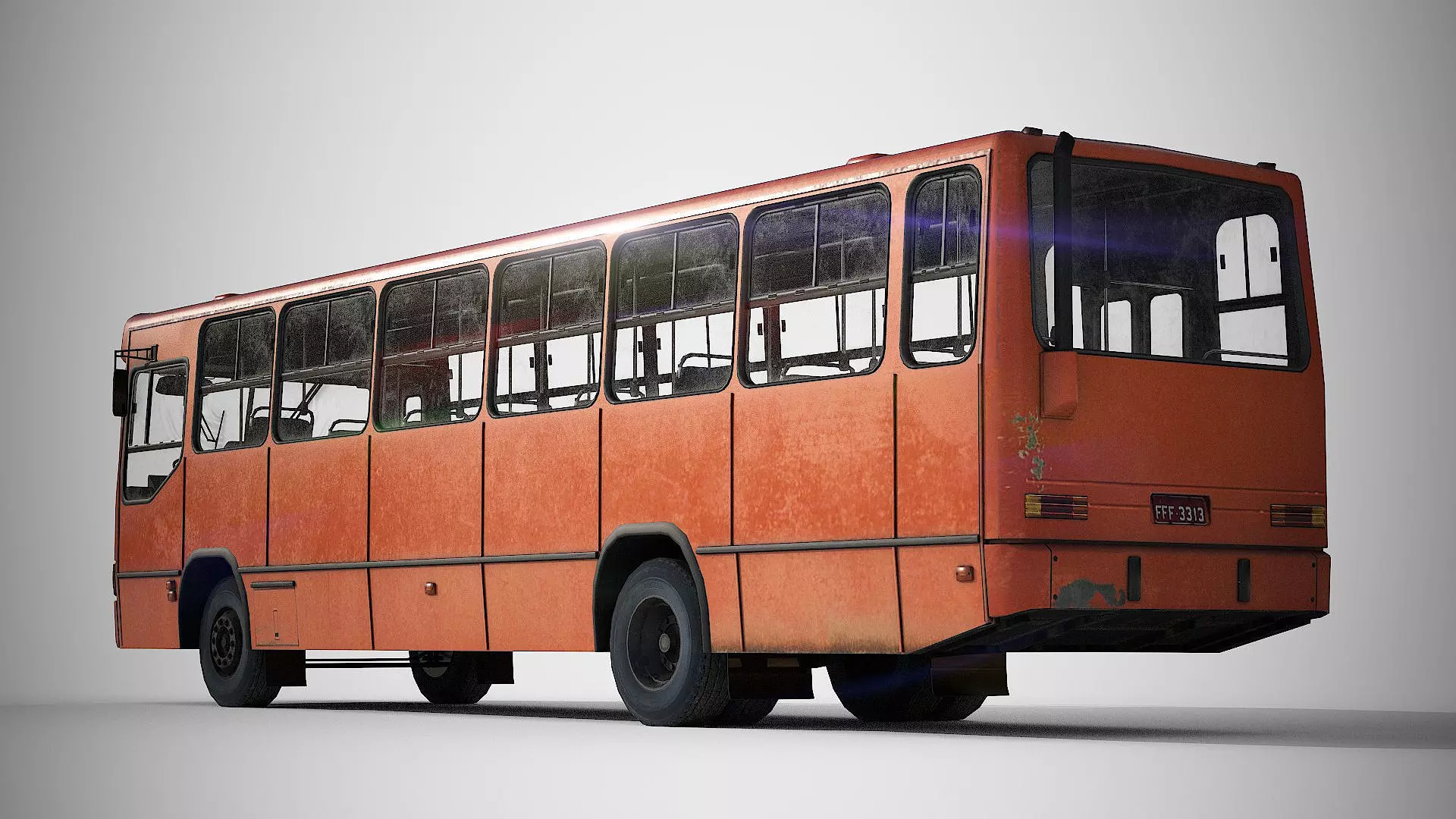 Urban Bus Low-poly 3D model_5